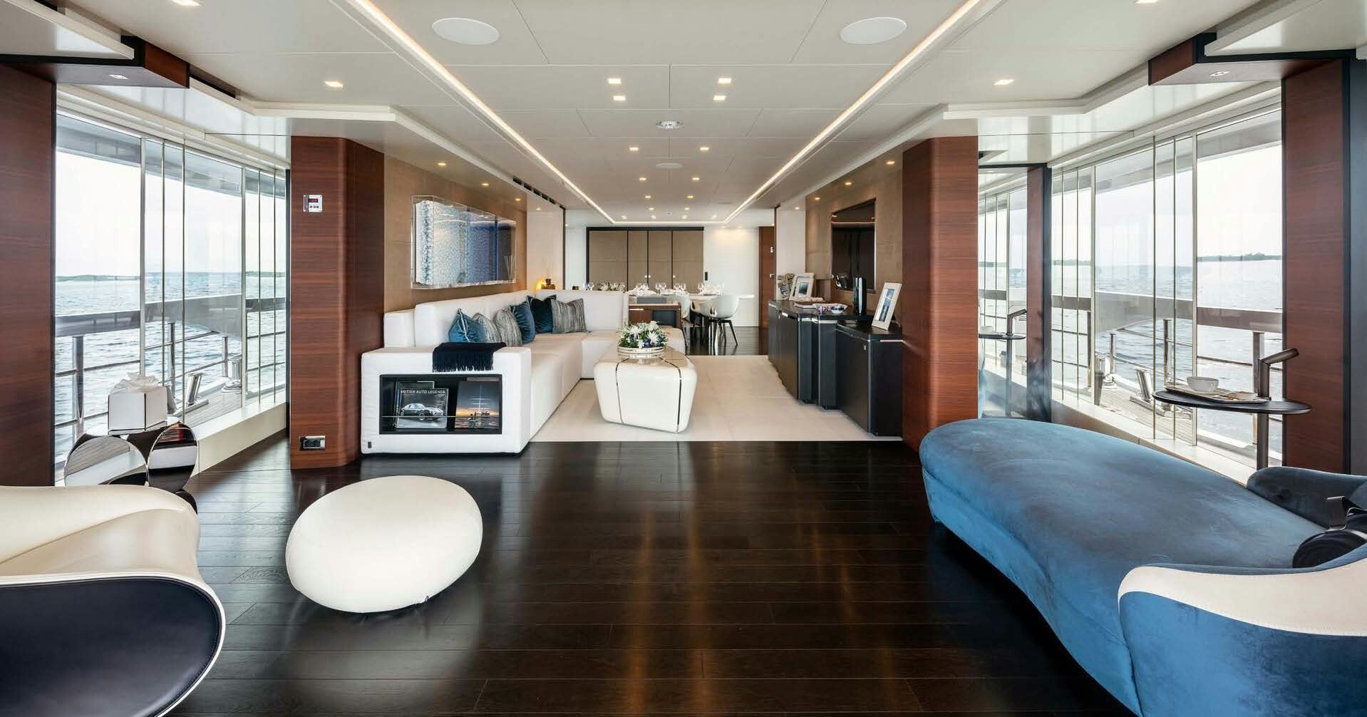 a large room with a large open door aboard ELA Yacht for Sale