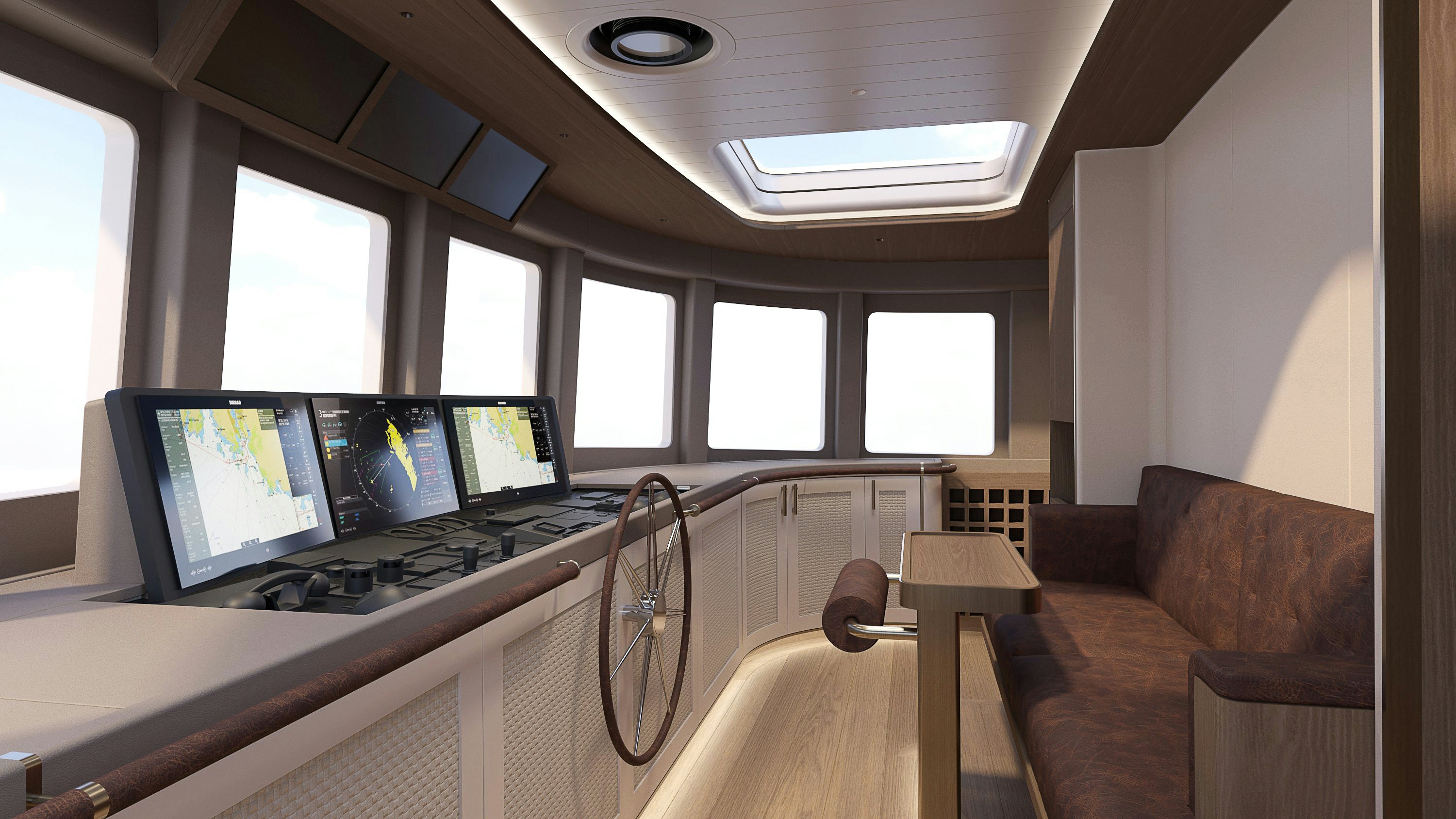 a room with a couch and a computer on it aboard SIMENA Yacht for Sale