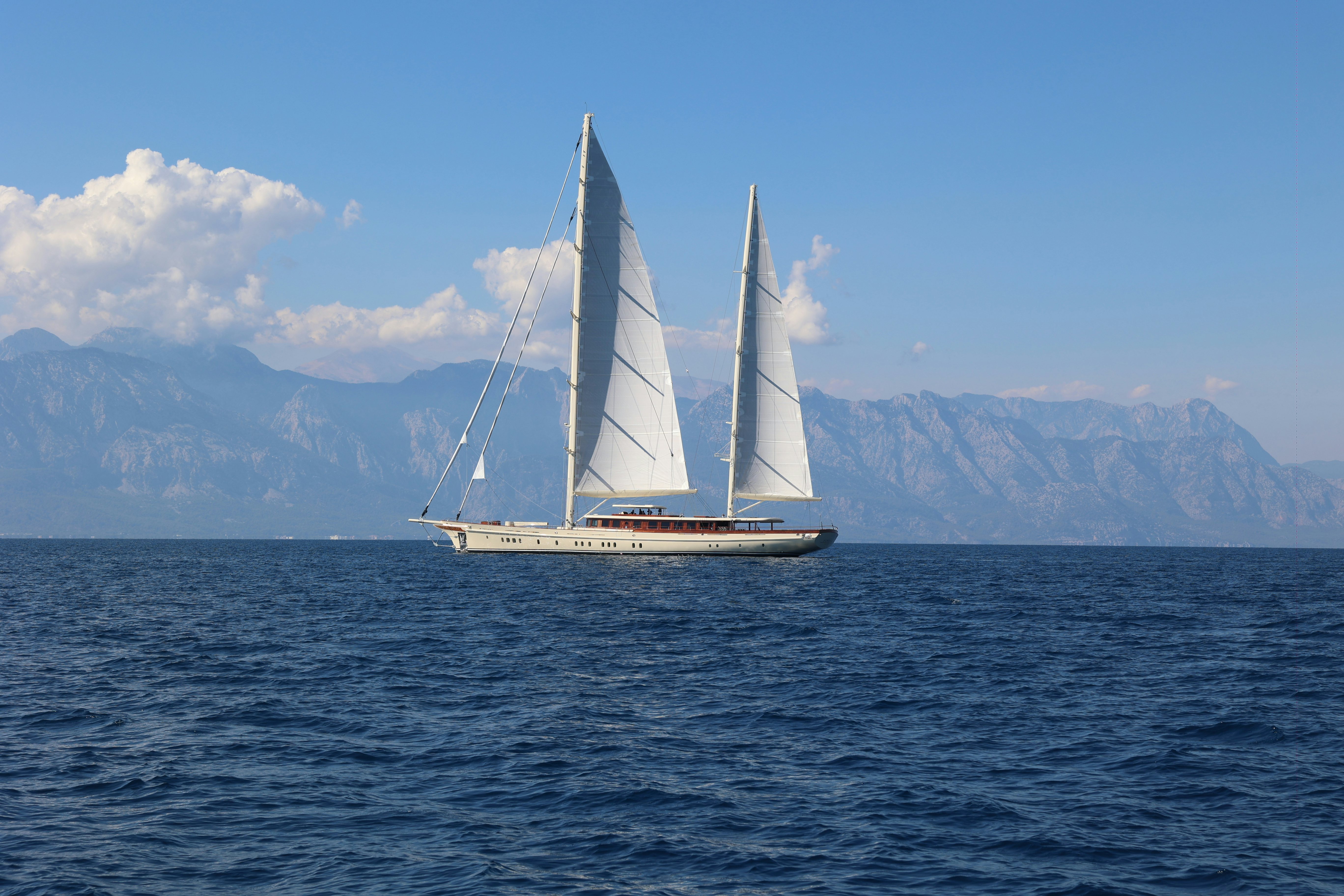 a sailboat on the water aboard SIMENA Yacht for Sale