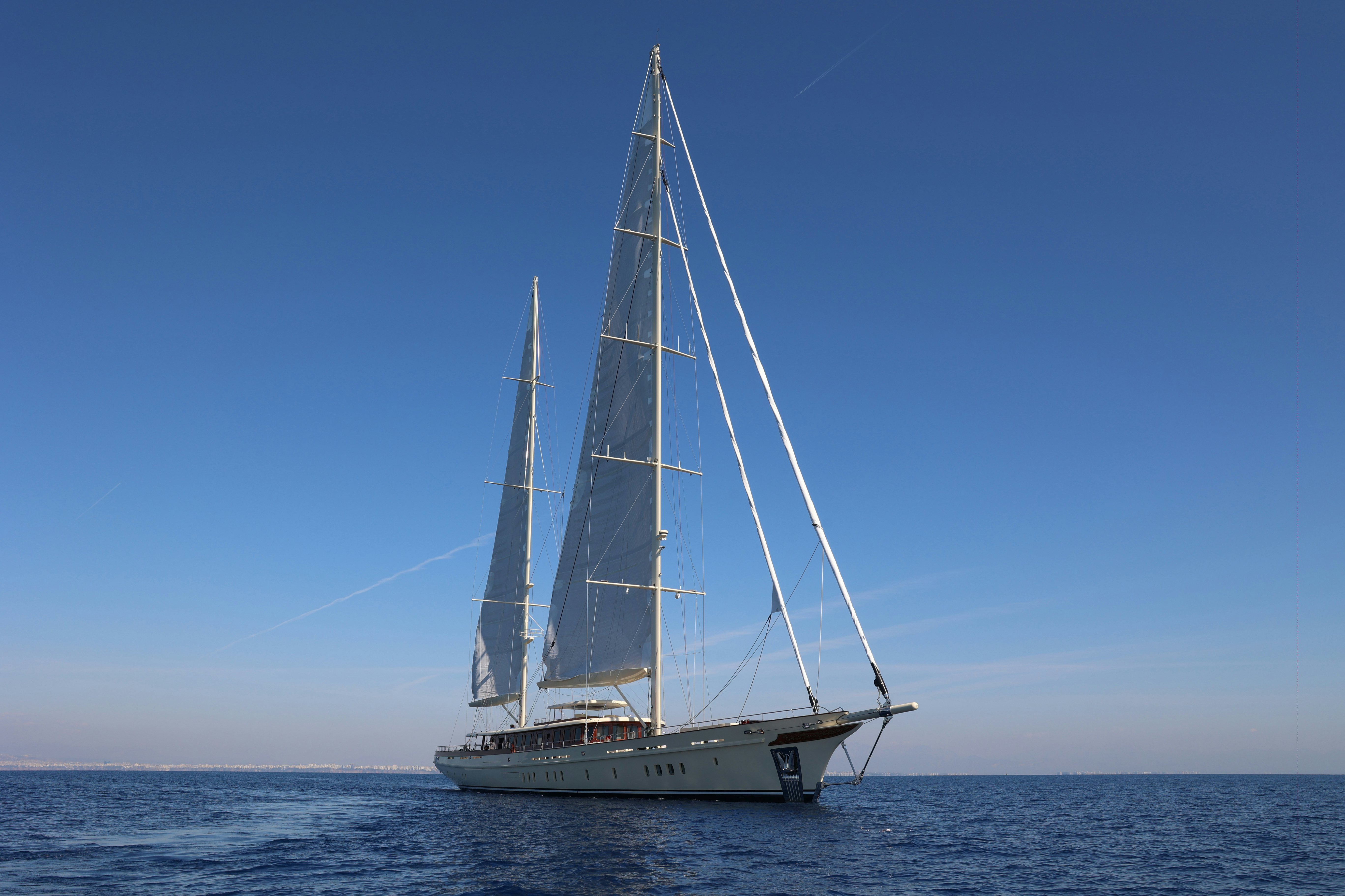 a sailboat in the water aboard SIMENA Yacht for Sale