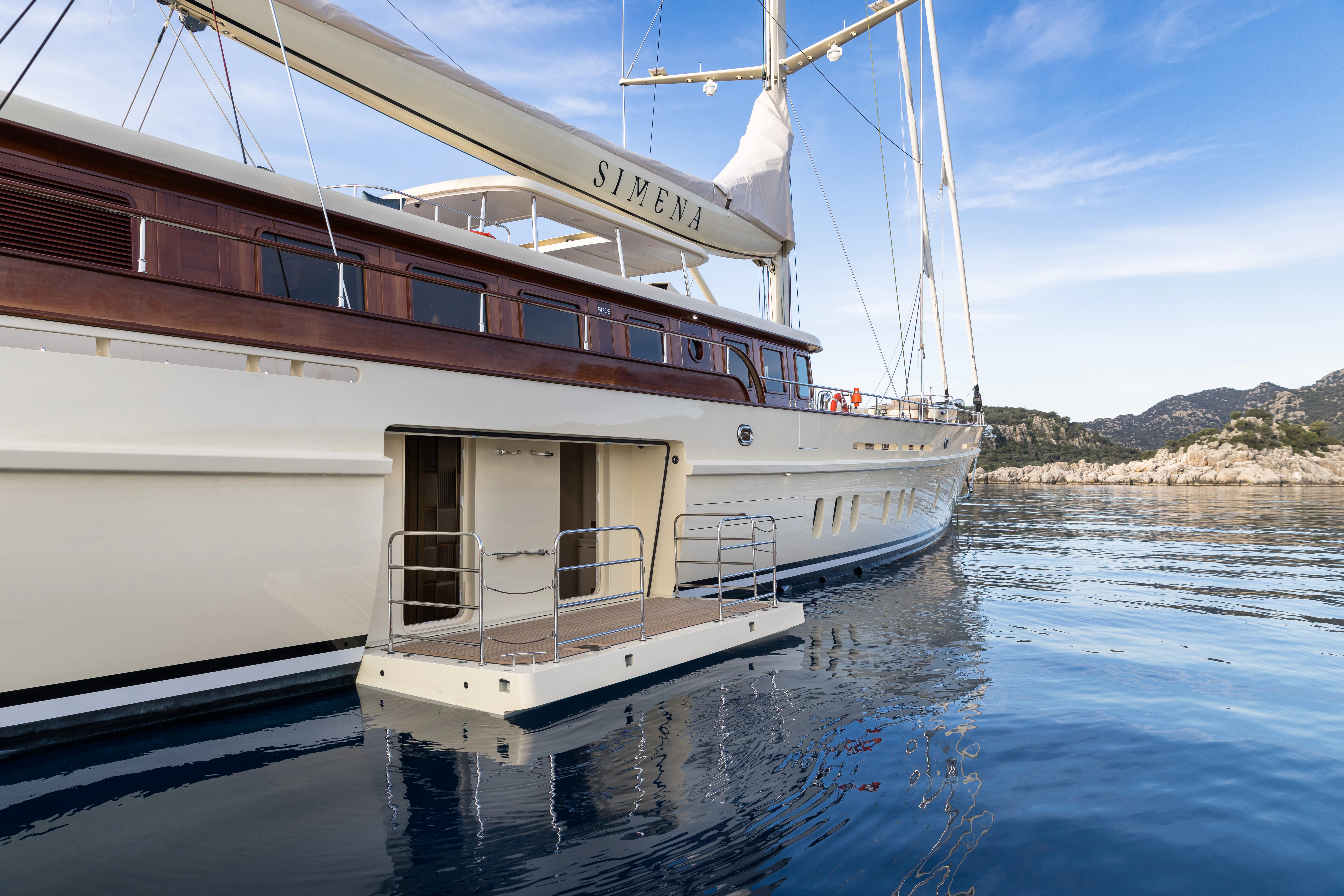 a boat in the water aboard SIMENA Yacht for Sale