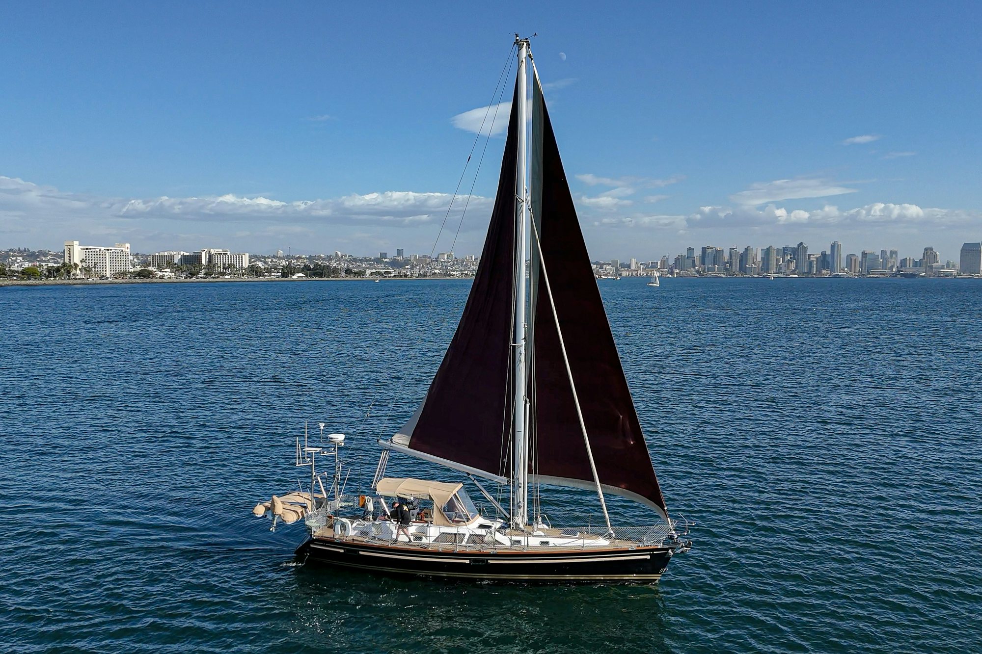 a sailboat in the water aboard FEATHER Yacht for Sale