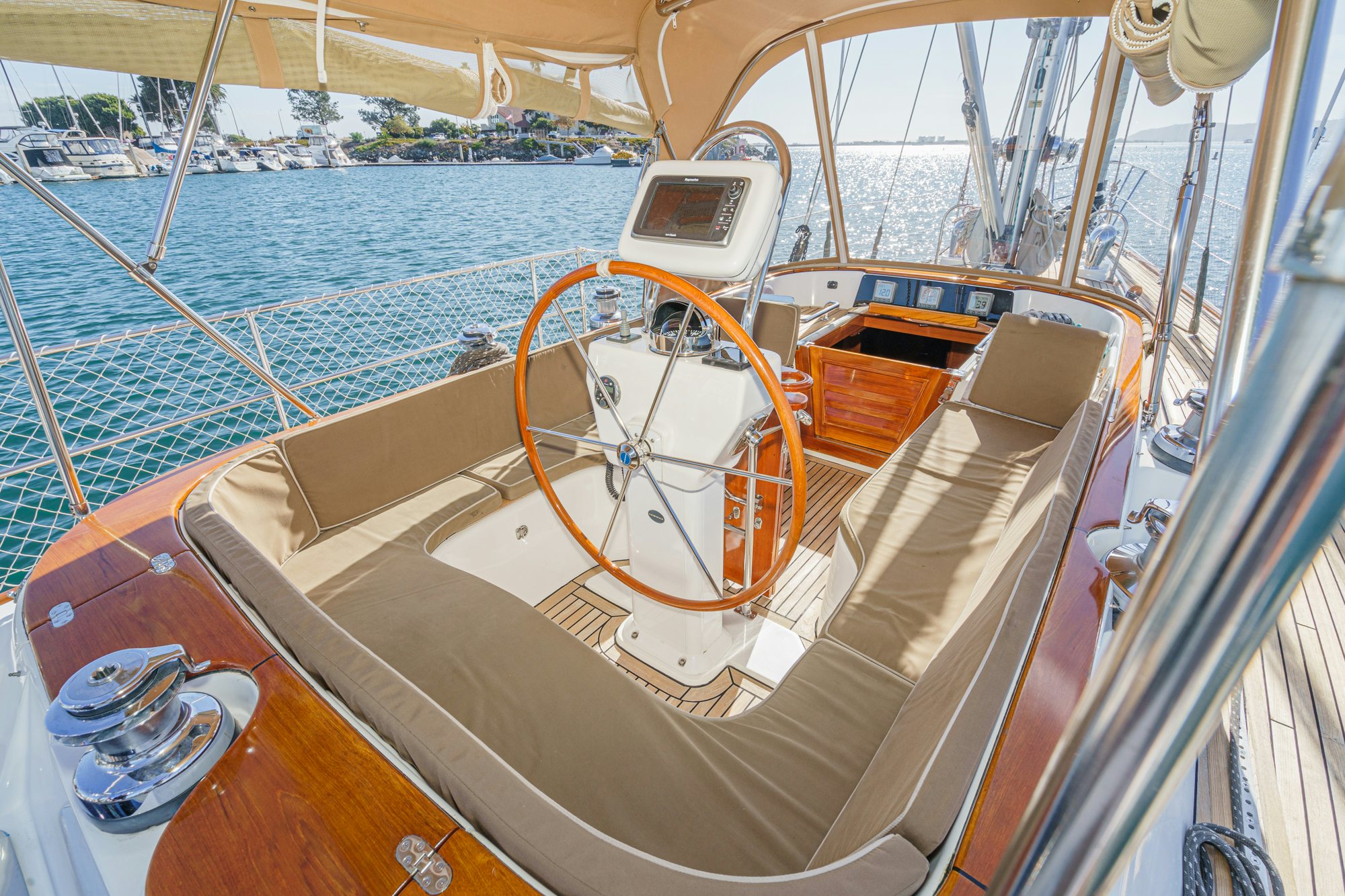 the front of a boat aboard FEATHER Yacht for Sale
