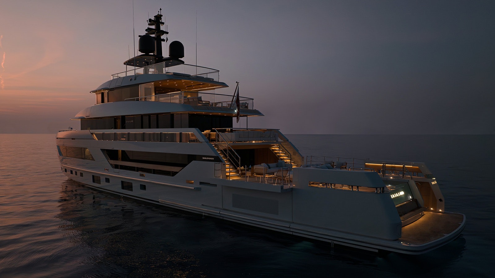 a large ship in the water aboard LA LA LAND Yacht for Charter