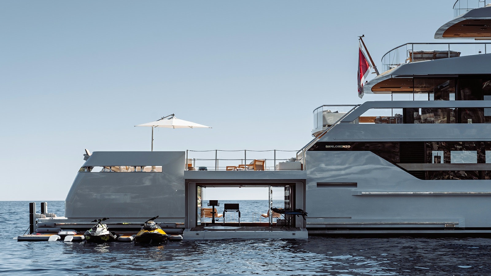 a large boat in the water aboard LA LA LAND Yacht for Charter