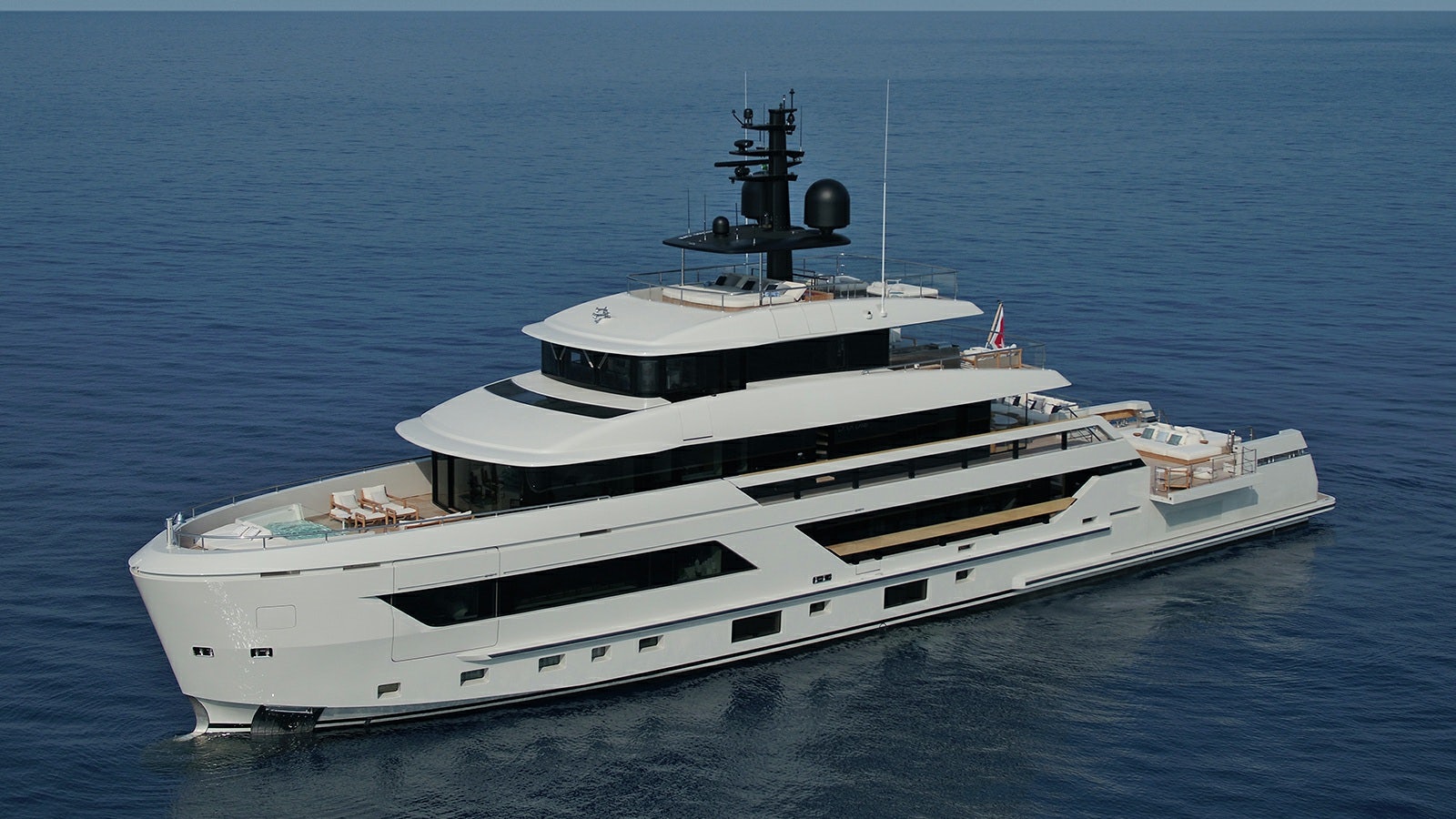 a white yacht in the water aboard LA LA LAND Yacht for Charter