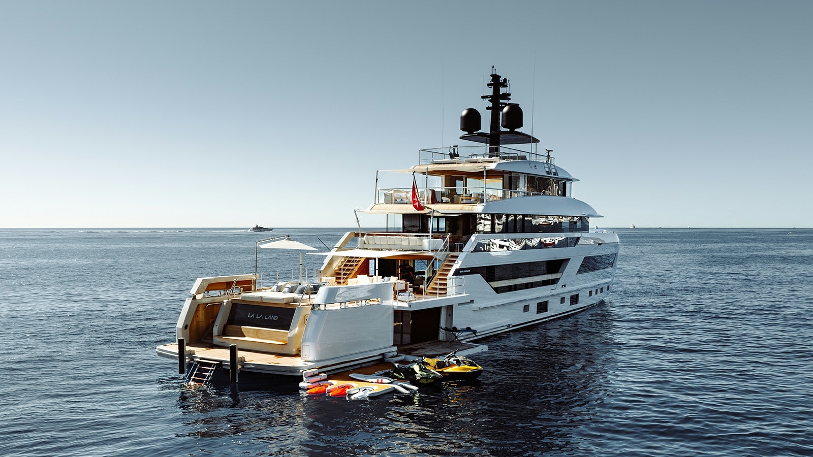 a boat in the water aboard LA LA LAND Yacht for Charter