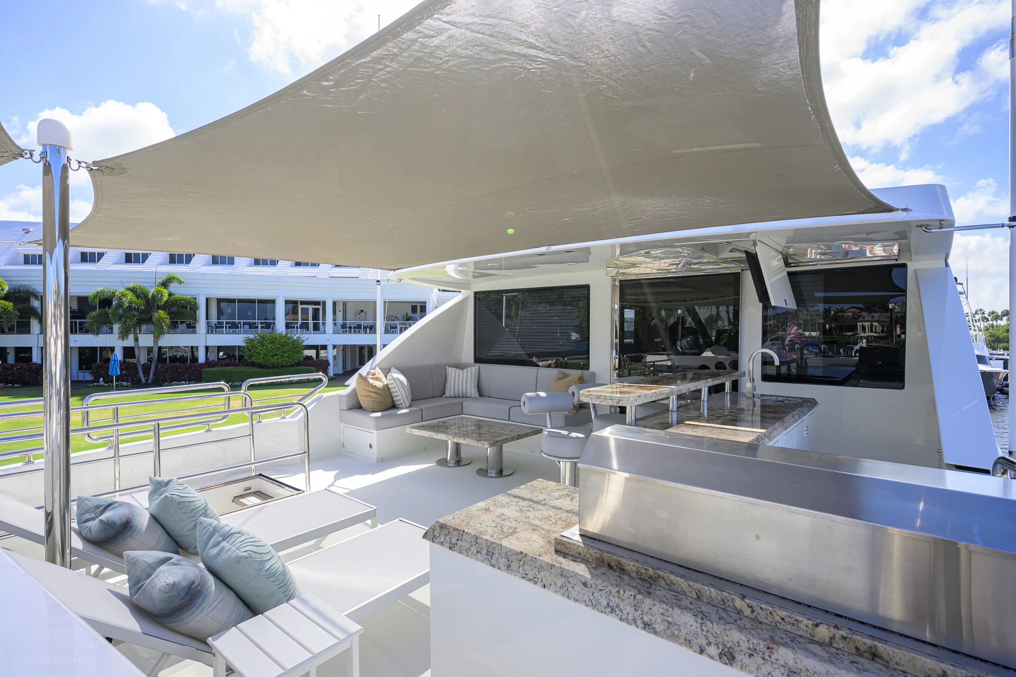 a building with a glass roof aboard CHINDON Yacht for Sale