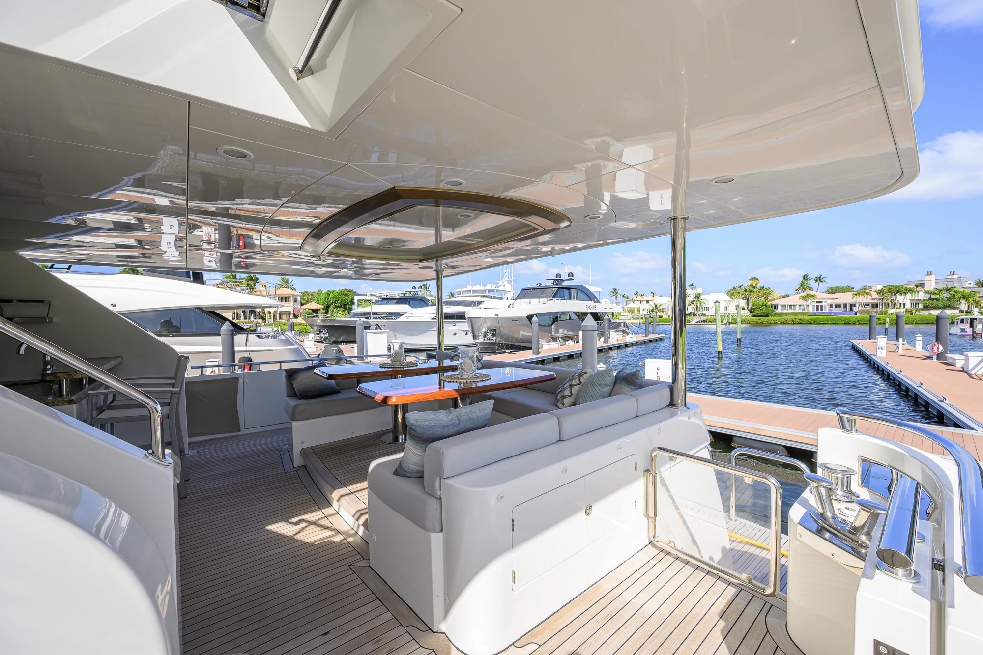 a boat deck with a pool aboard CHINDON Yacht for Sale