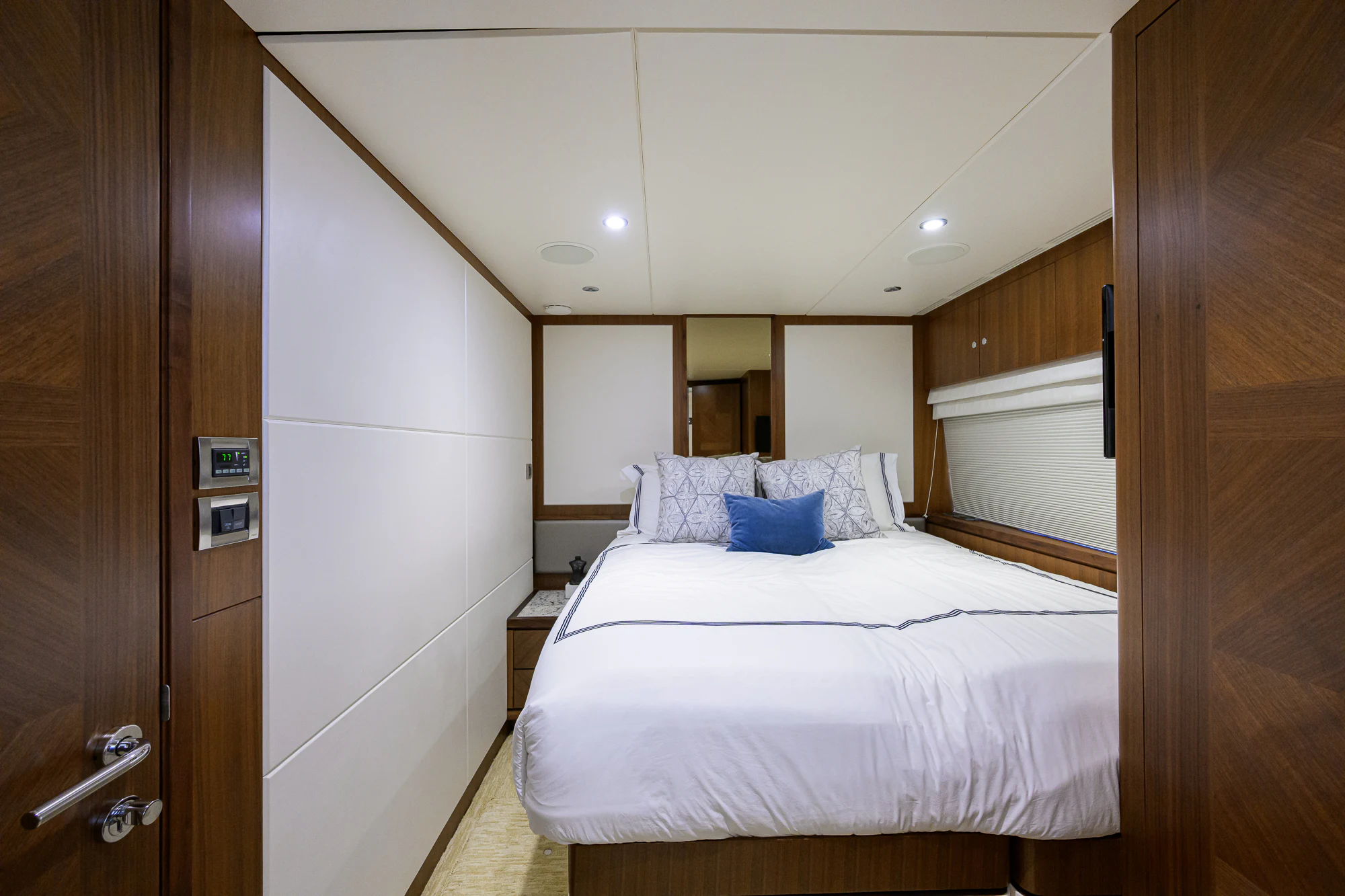 a bed in a room aboard CHINDON Yacht for Sale