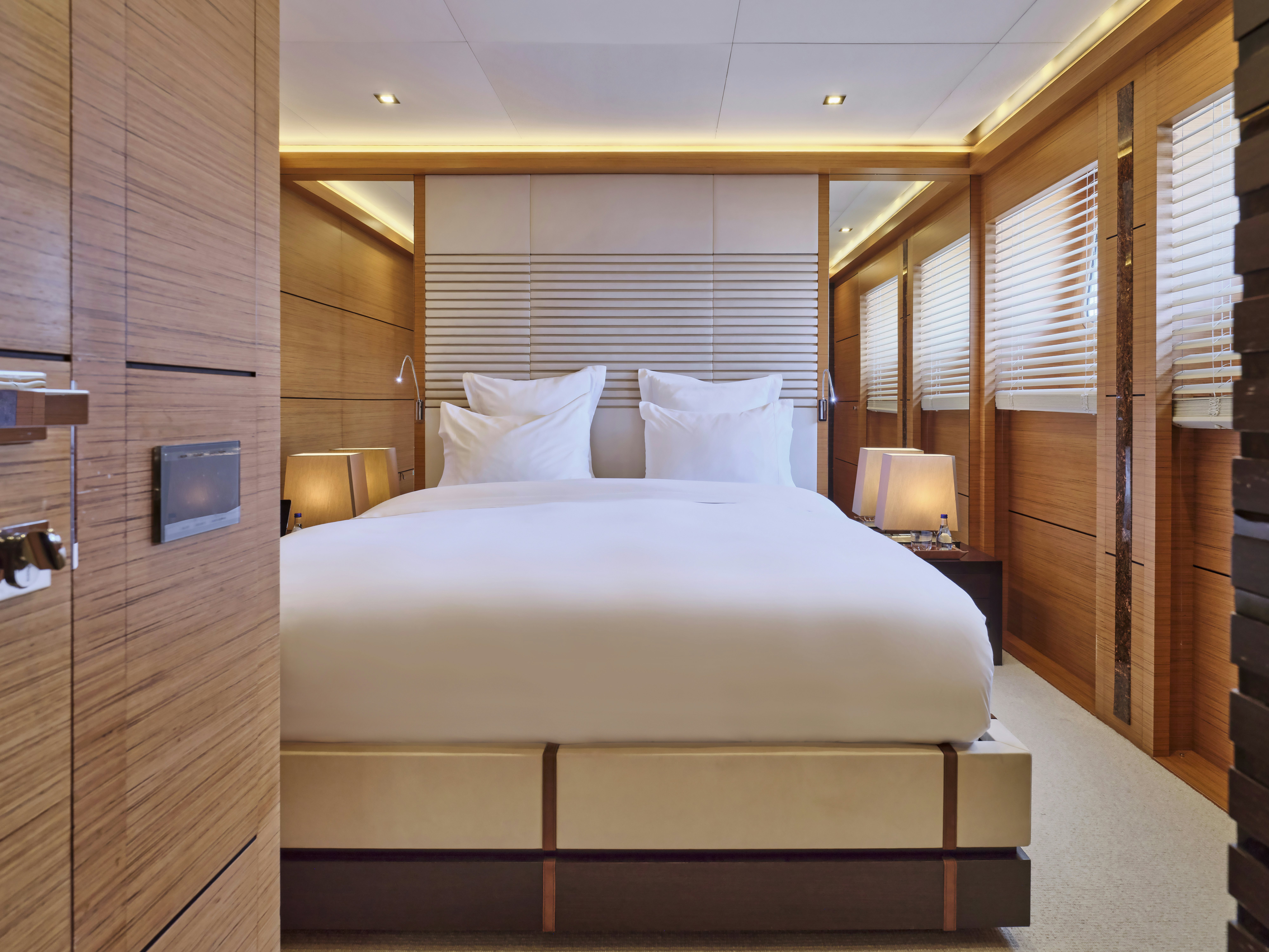 a bed in a room aboard PERSEFONI I Yacht for Charter