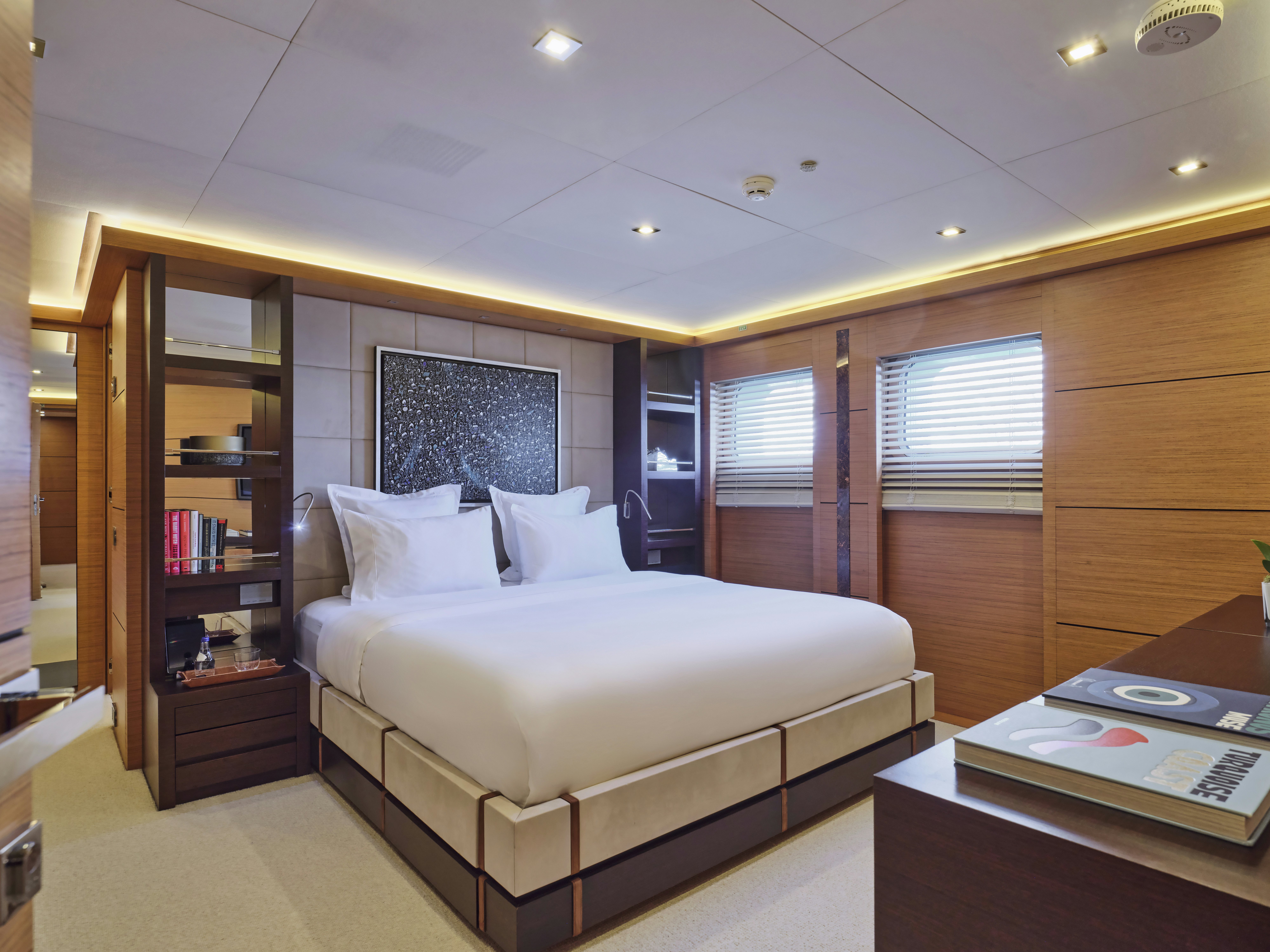 a bed in a room aboard PERSEFONI I Yacht for Charter