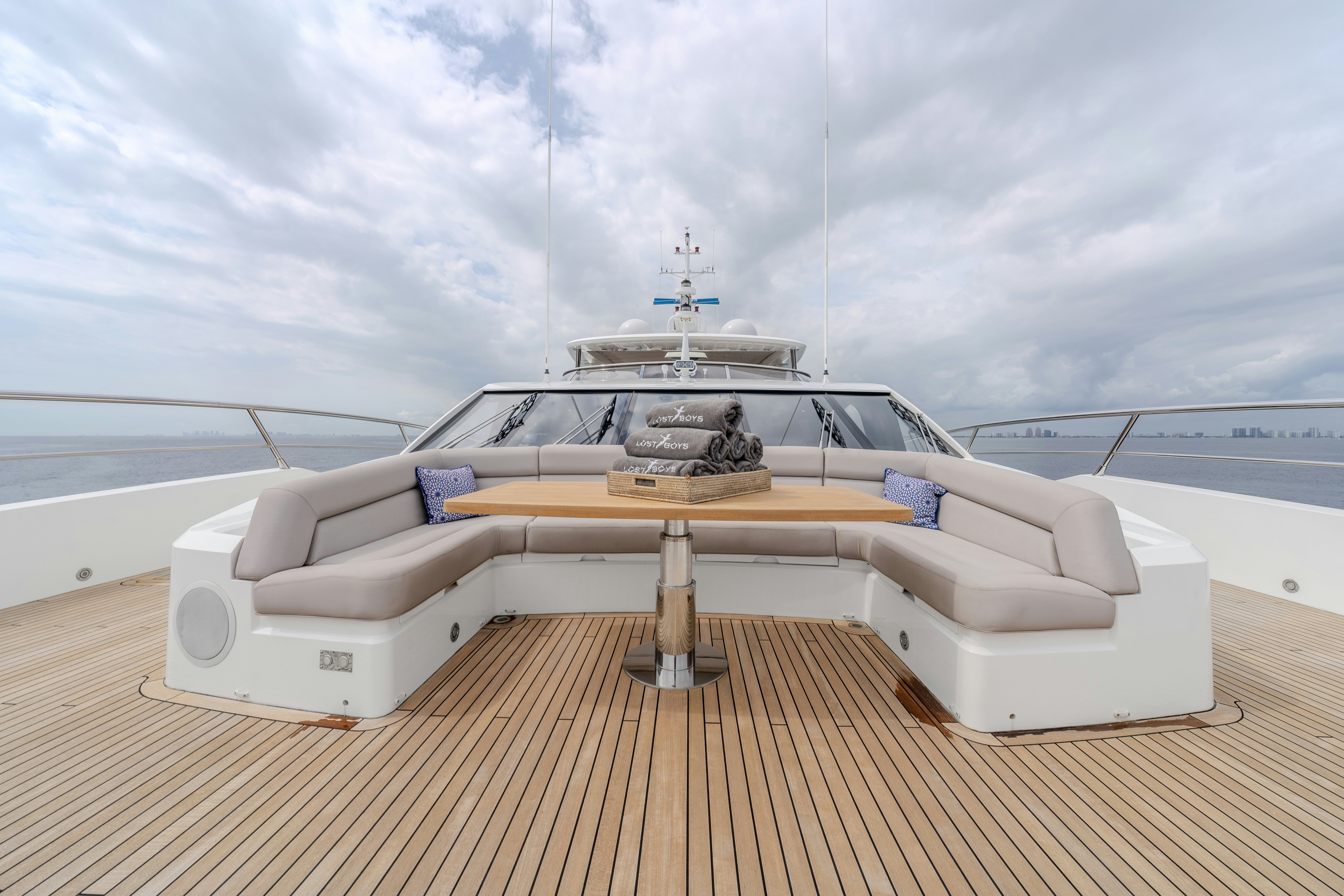 a boat on a deck aboard LOST BOYS Yacht for Sale