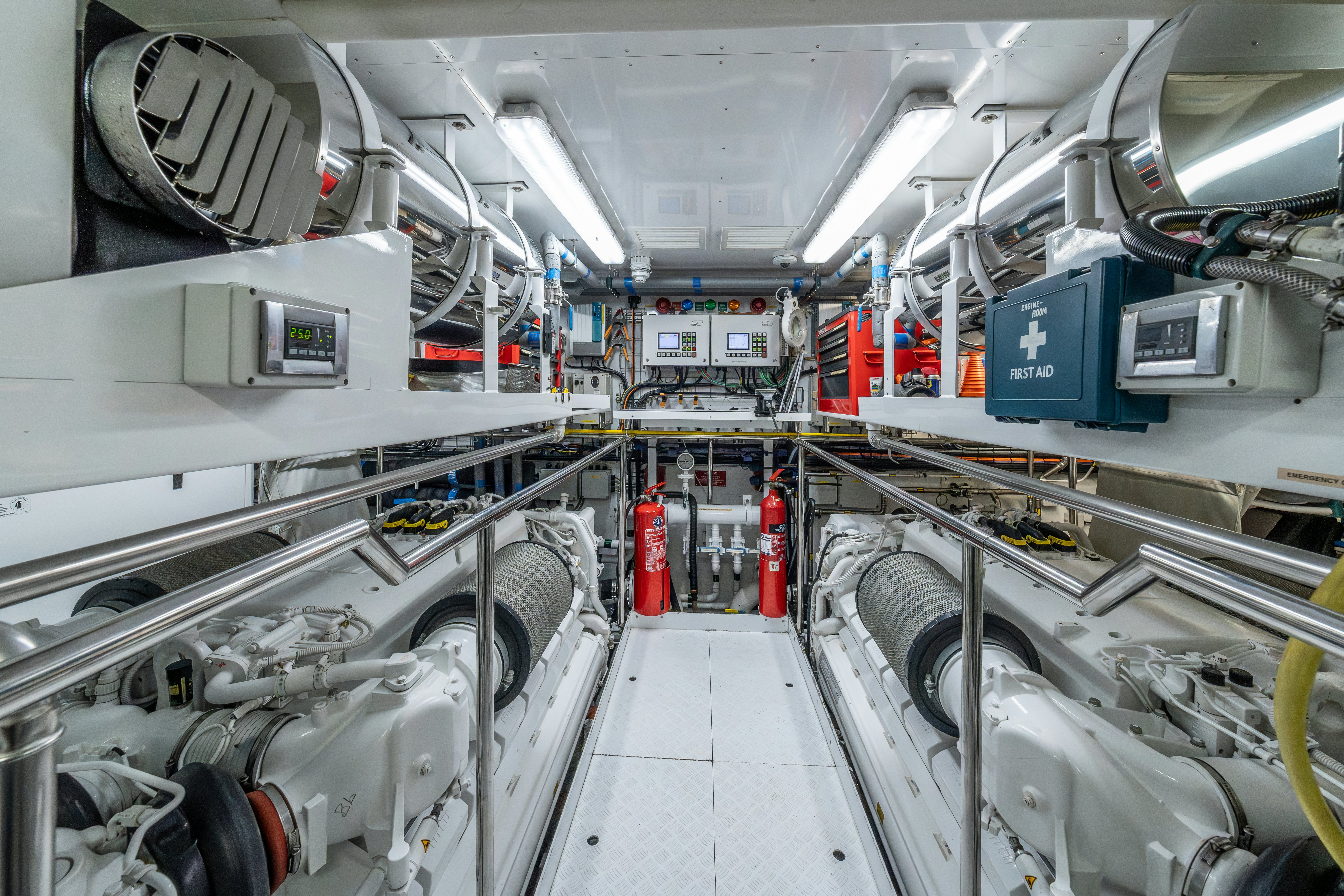 a large room with machinery aboard LOST BOYS Yacht for Sale