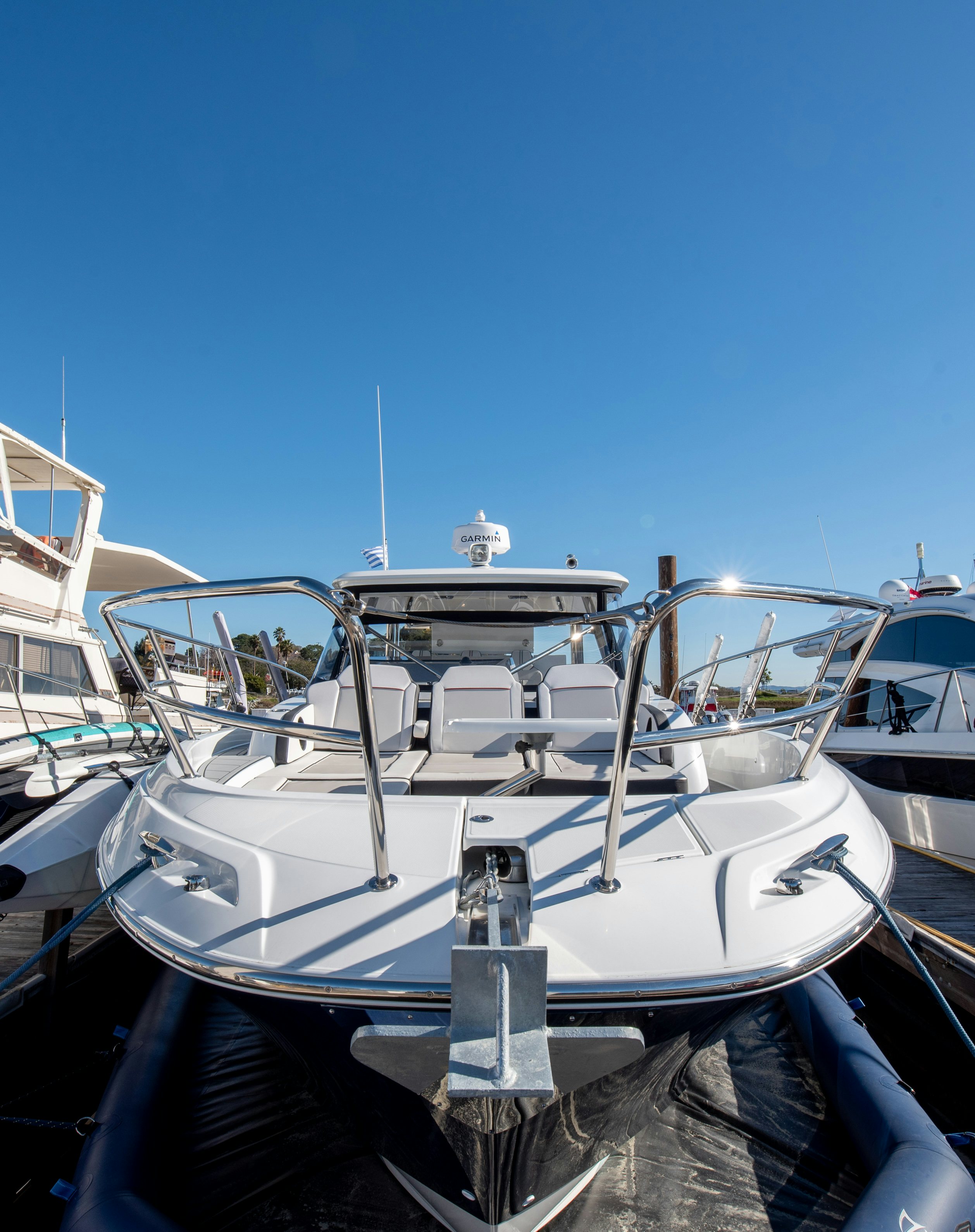 a boat parked in a harbor aboard NAUTI BRIGI GULL Yacht for Sale