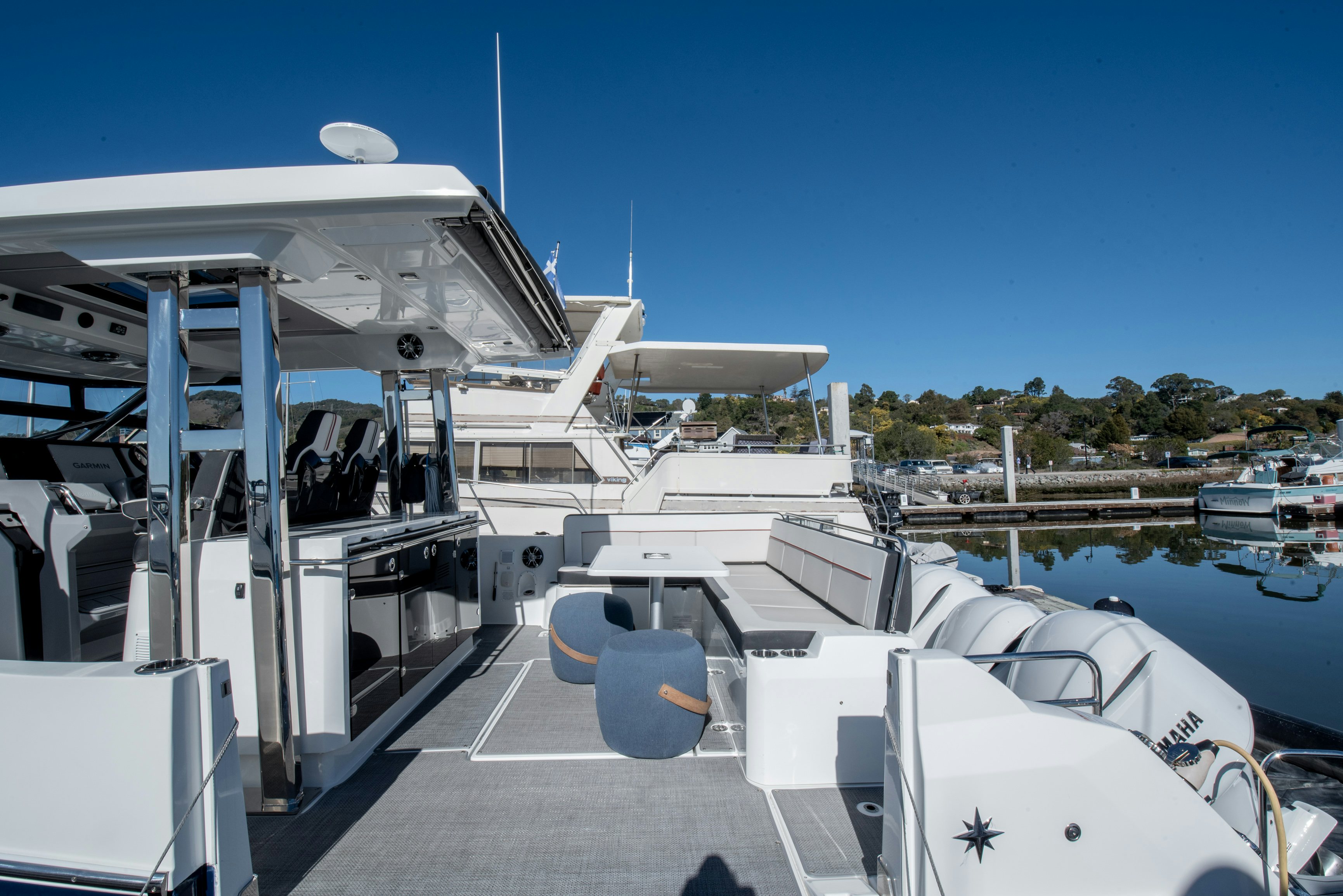 a boat docked at a pier aboard NAUTI BRIGI GULL Yacht for Sale