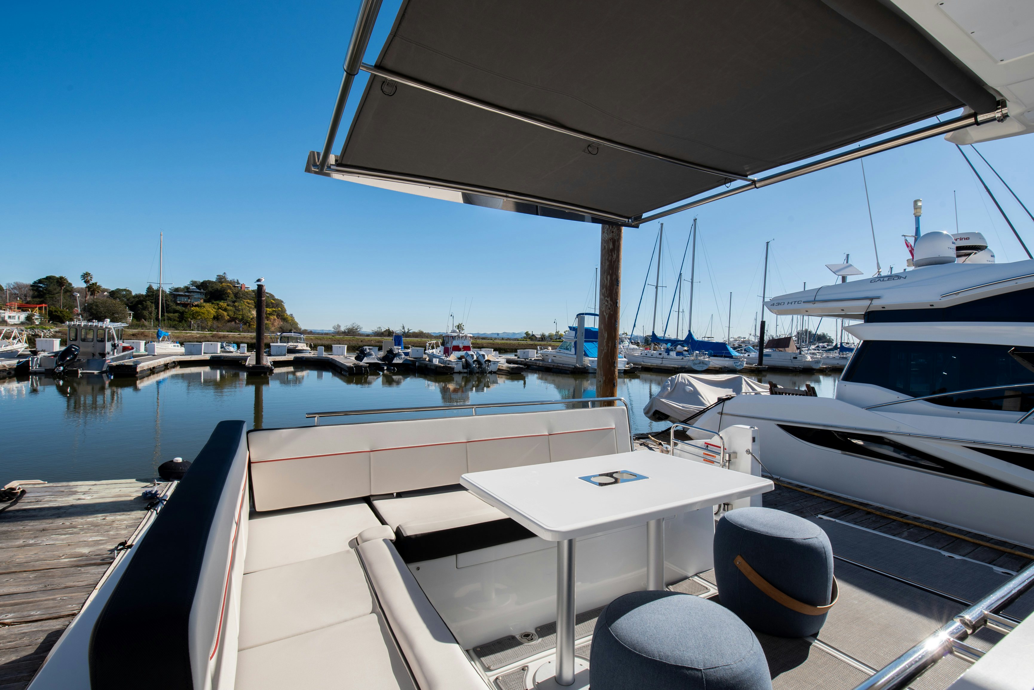 a boat dock with boats aboard NAUTI BRIGI GULL Yacht for Sale