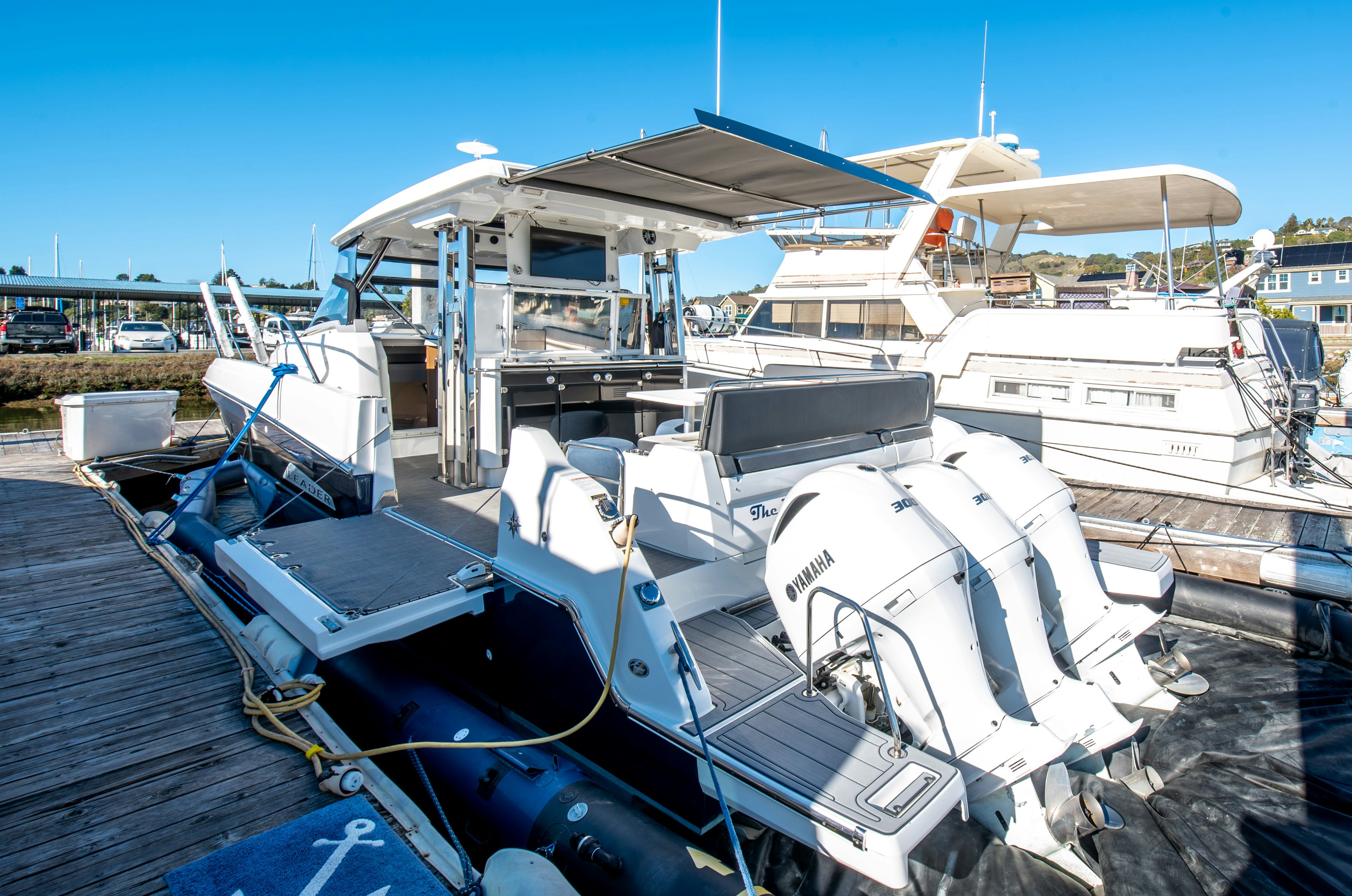 a boat docked at a pier aboard NAUTI BRIGI GULL Yacht for Sale