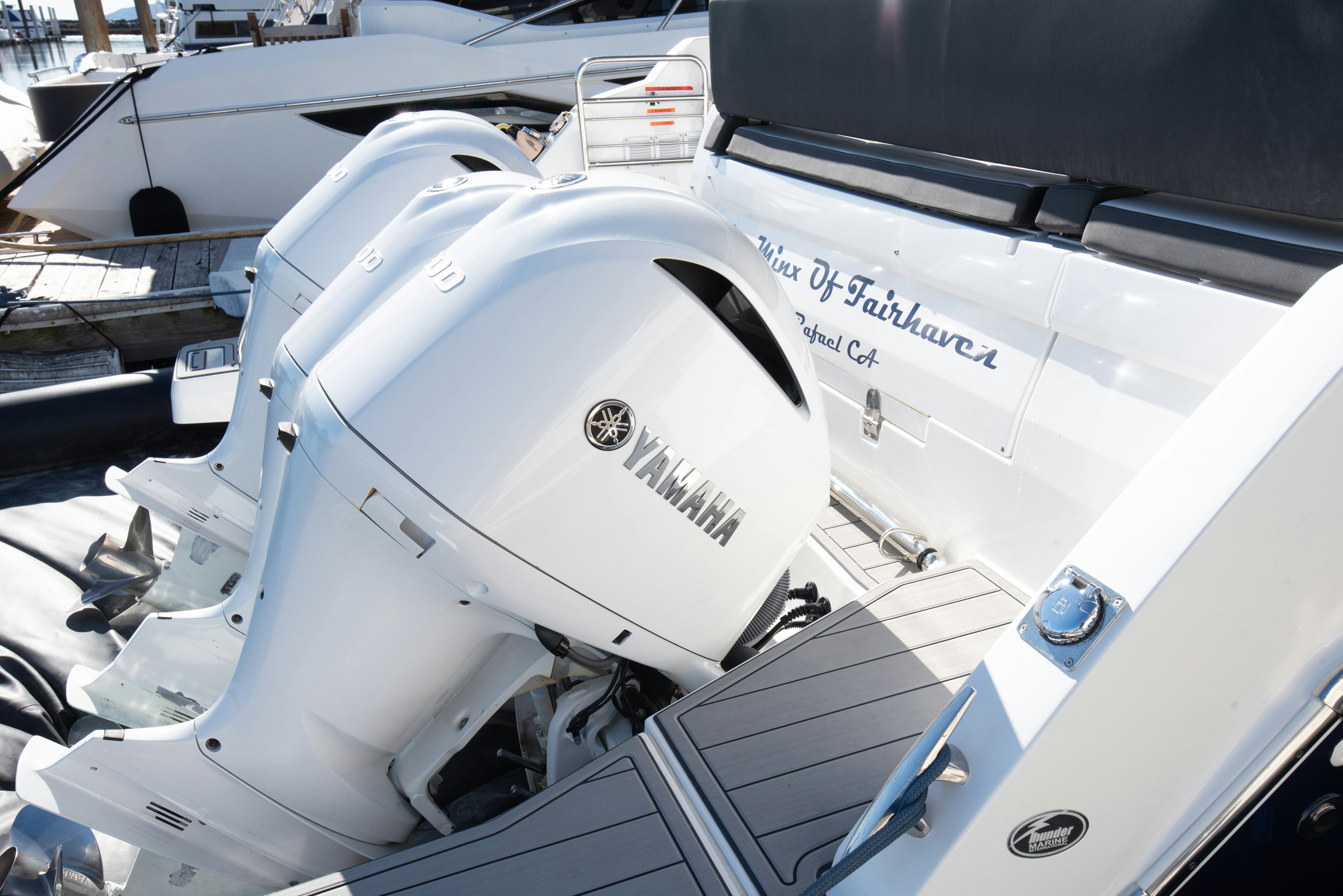 the front of a white car aboard NAUTI BRIGI GULL Yacht for Sale
