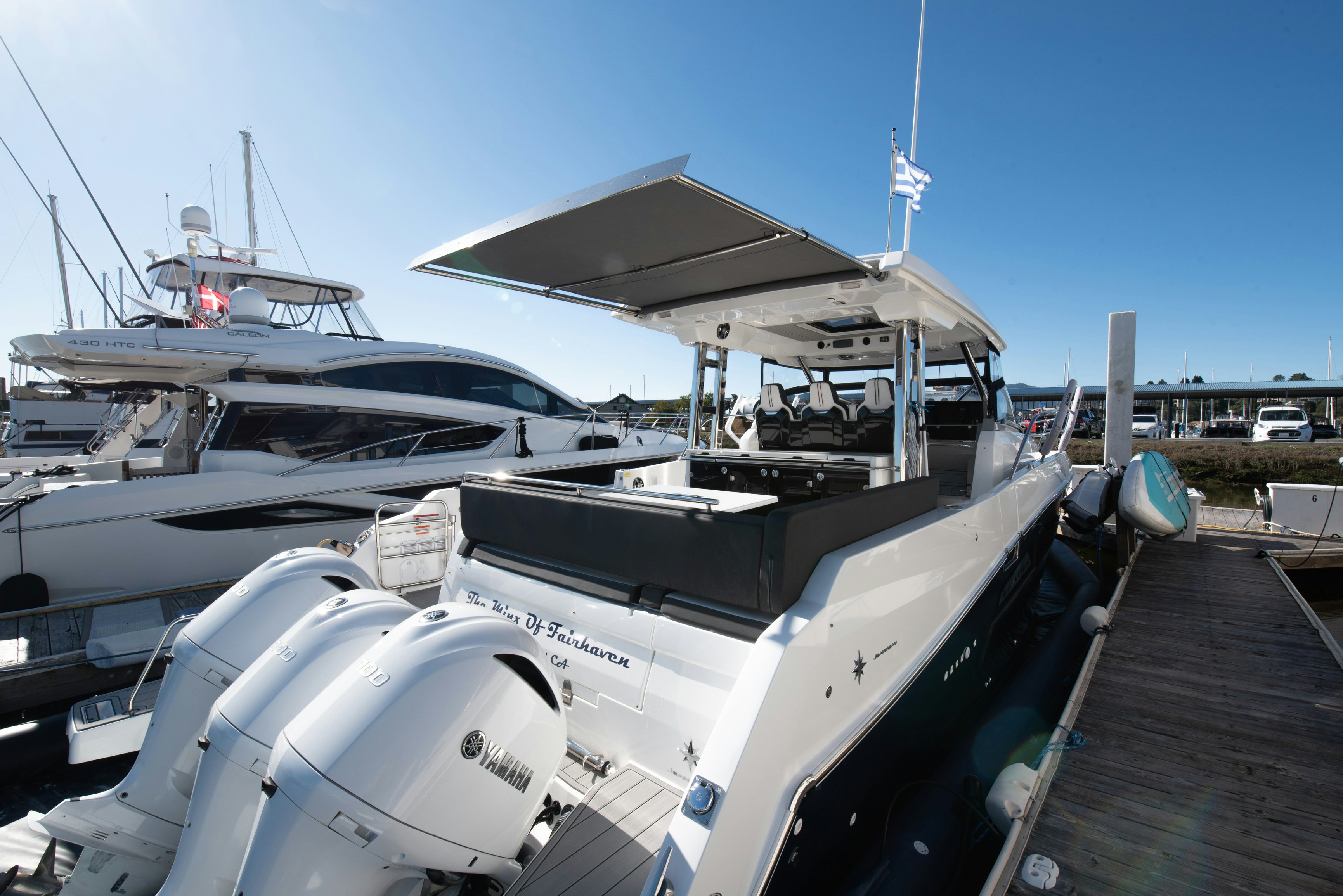 a boat docked at a pier aboard NAUTI BRIGI GULL Yacht for Sale