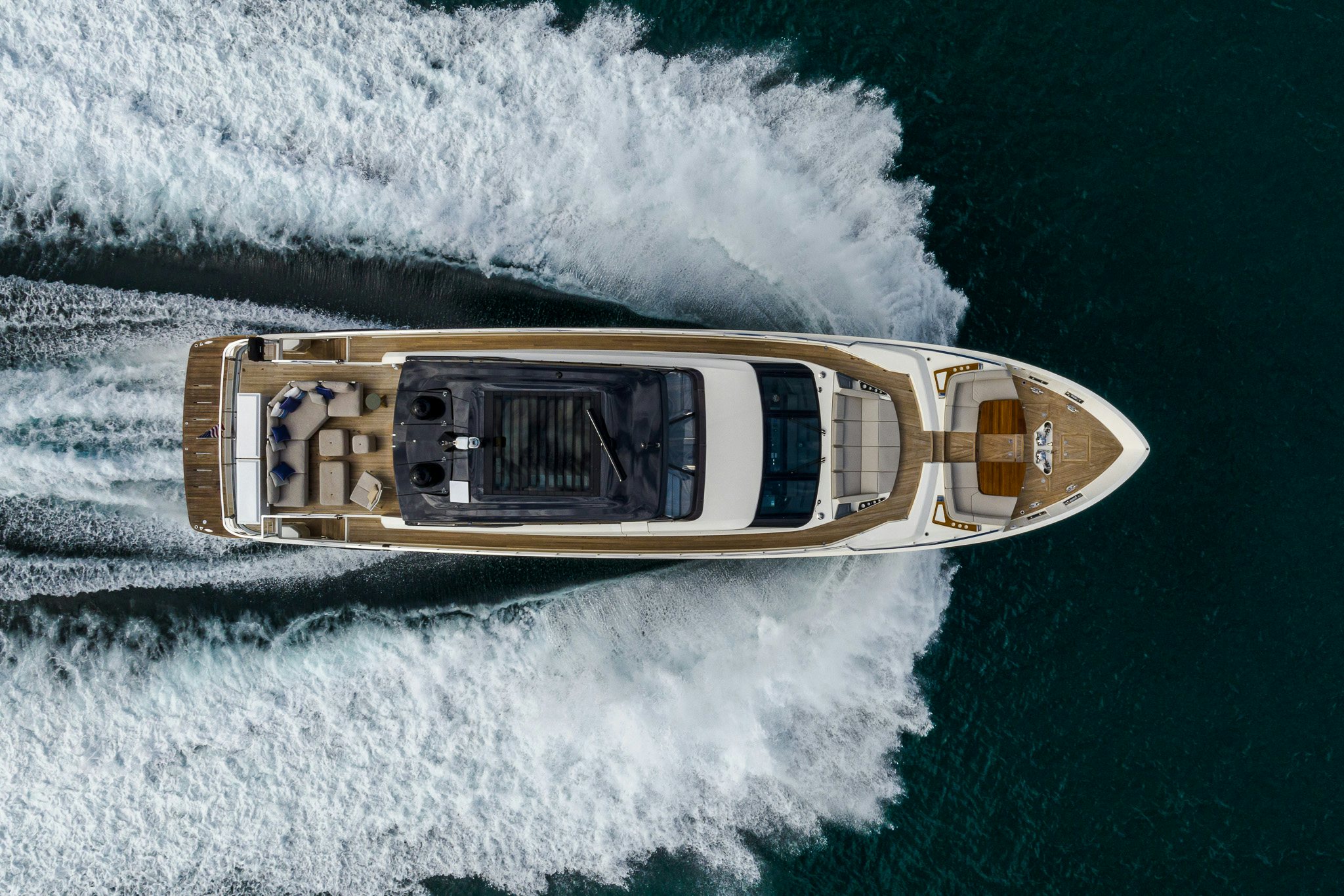 a high angle view of a boat aboard AURORA Yacht for Sale