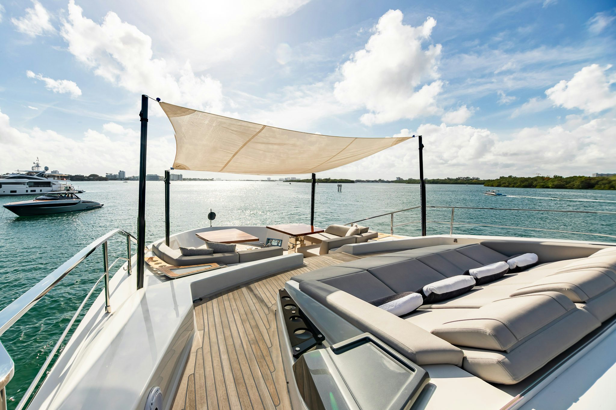 a boat on the water aboard AURORA Yacht for Sale