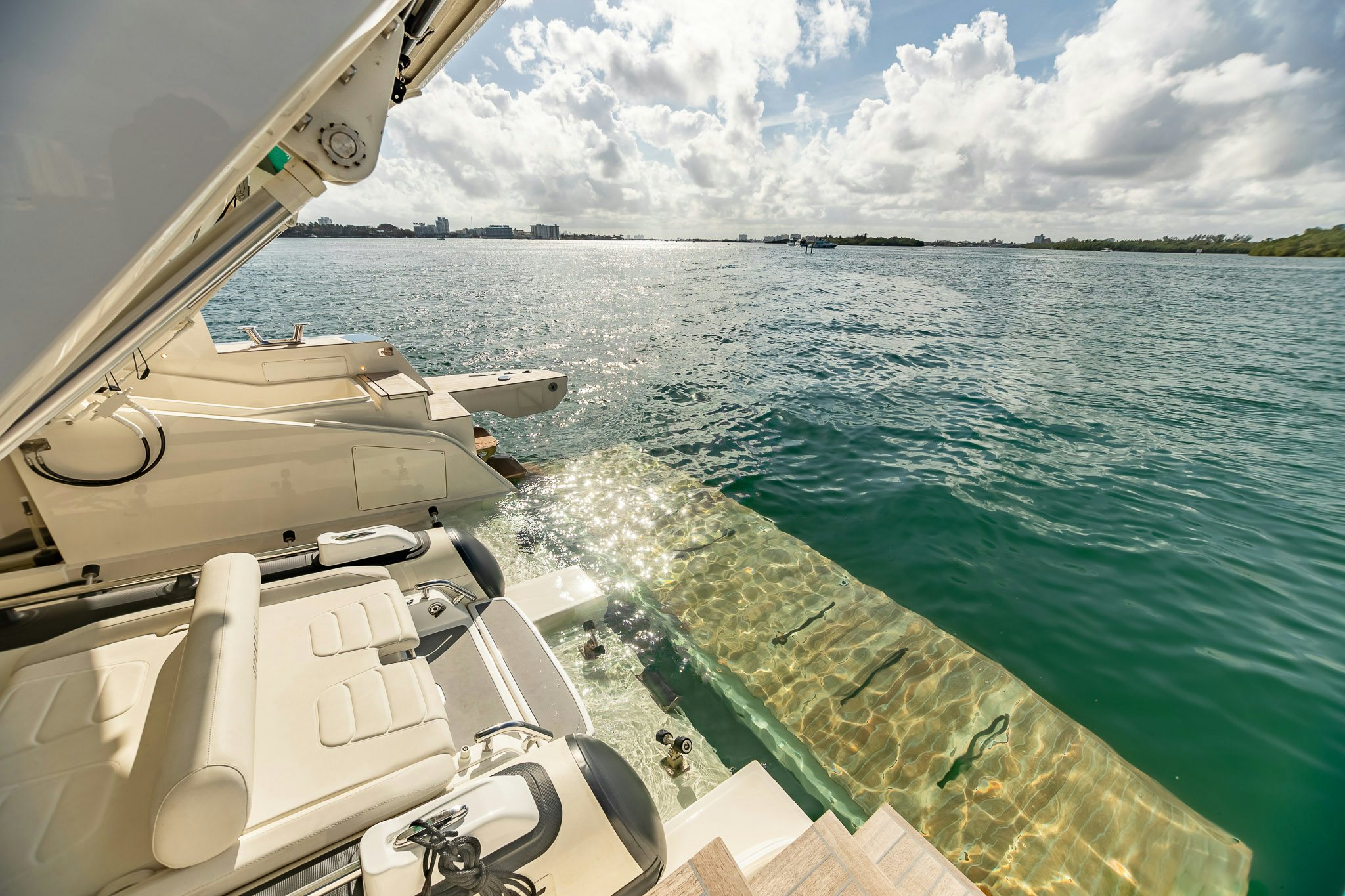 a boat on the water aboard AURORA Yacht for Sale