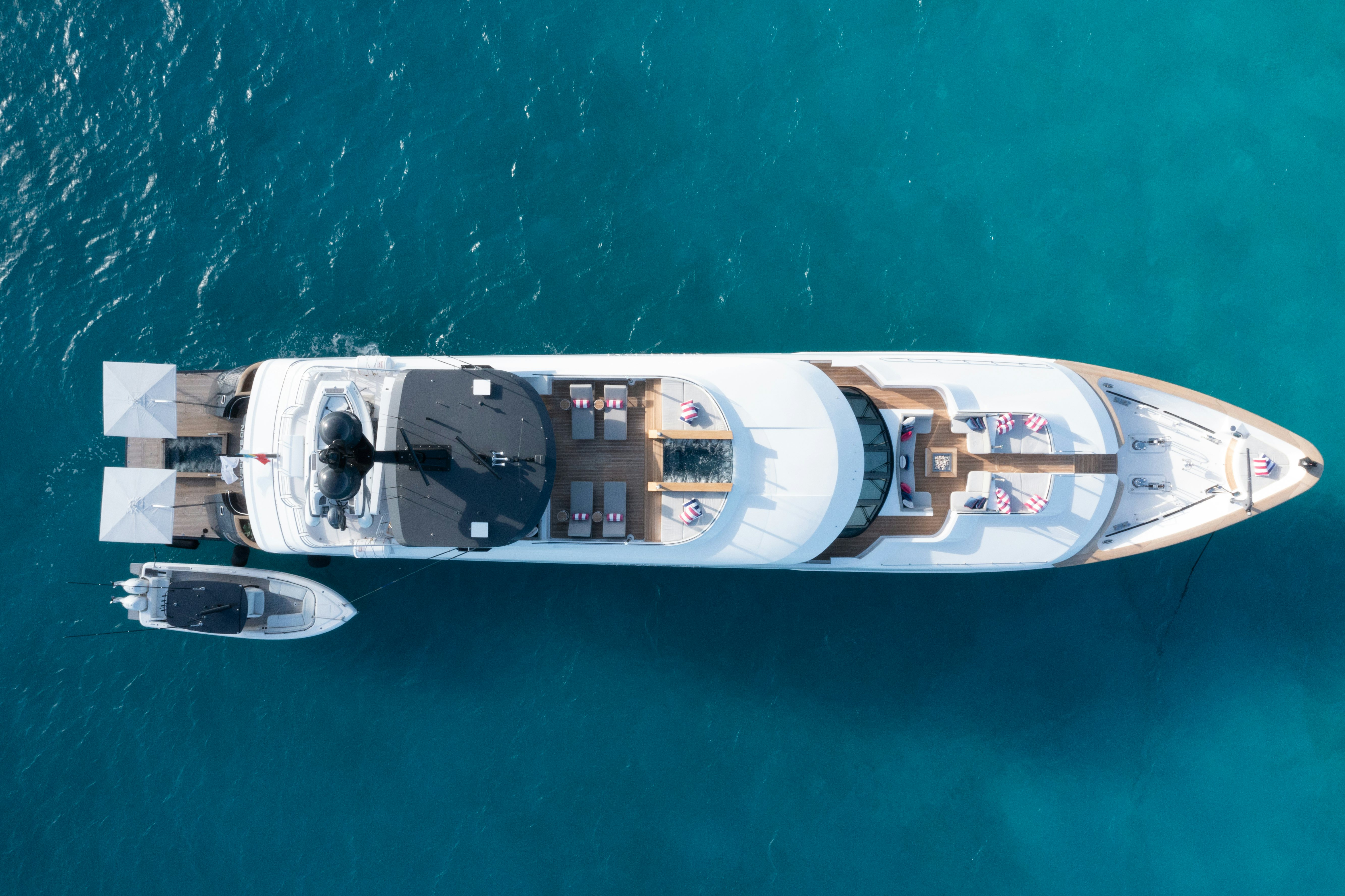 a space ship in the water aboard NO BAD IDEAS Yacht for Sale