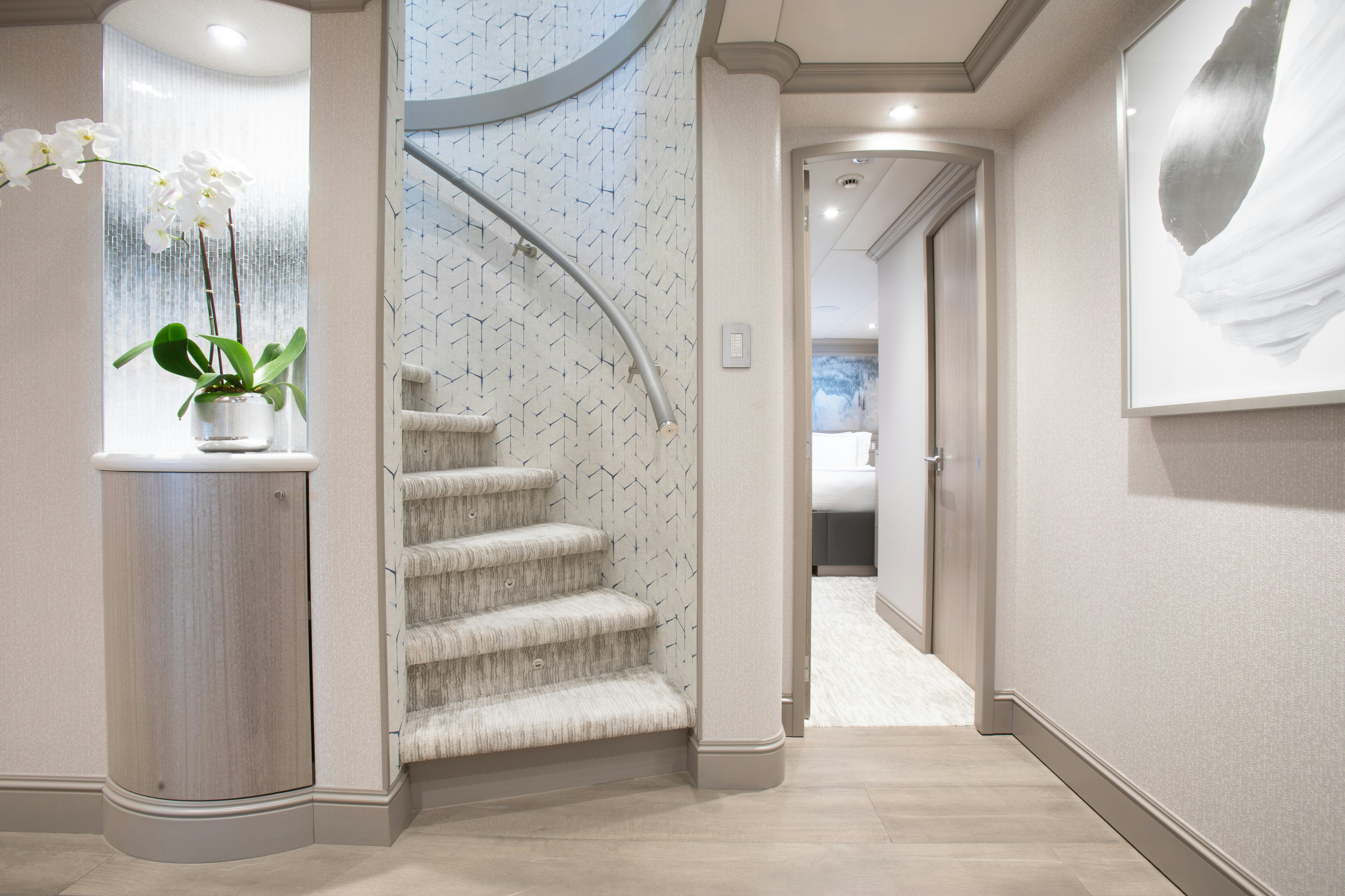 a staircase in a house aboard NO BAD IDEAS Yacht for Sale