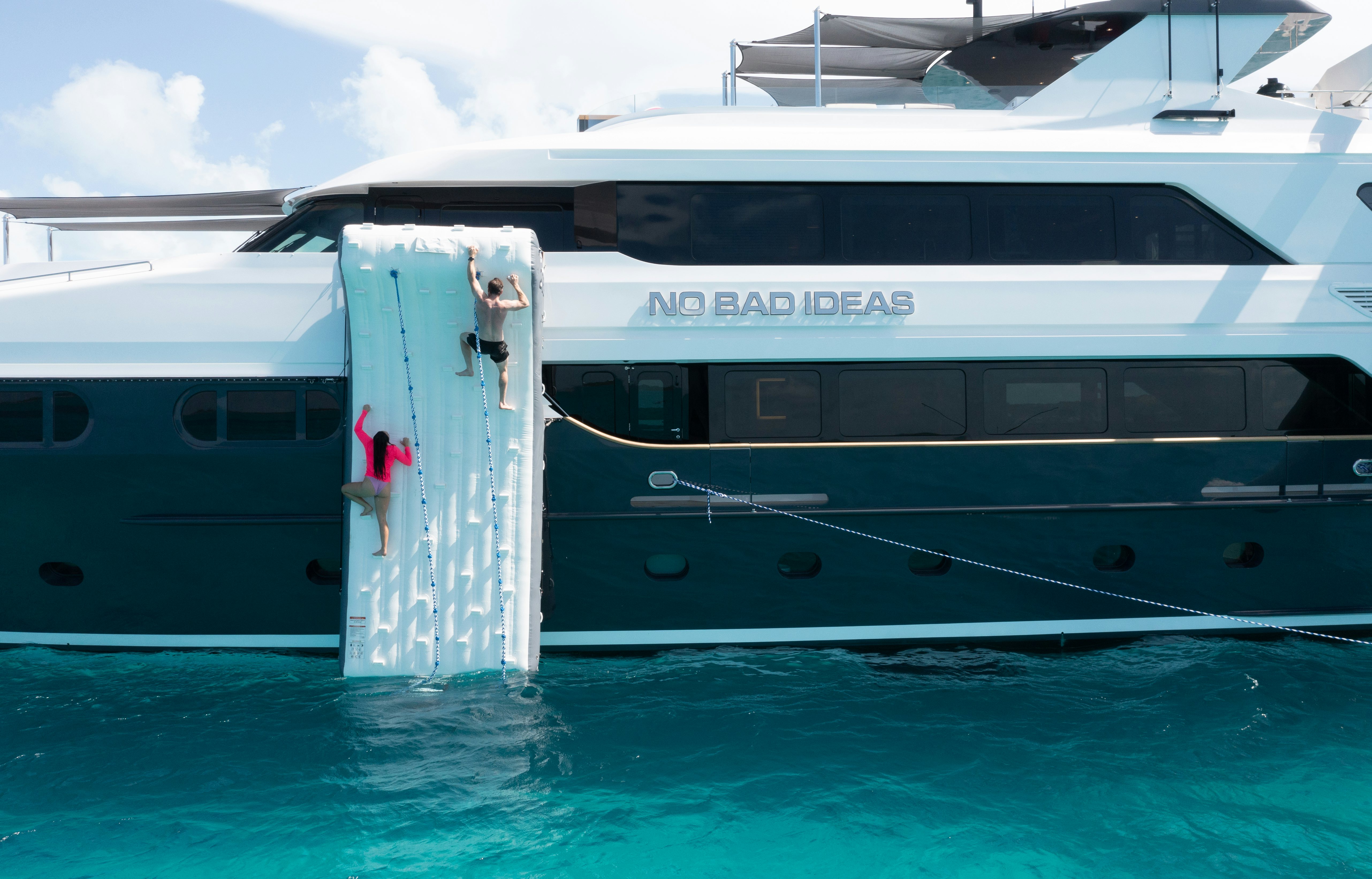 a boat in the water aboard NO BAD IDEAS Yacht for Sale