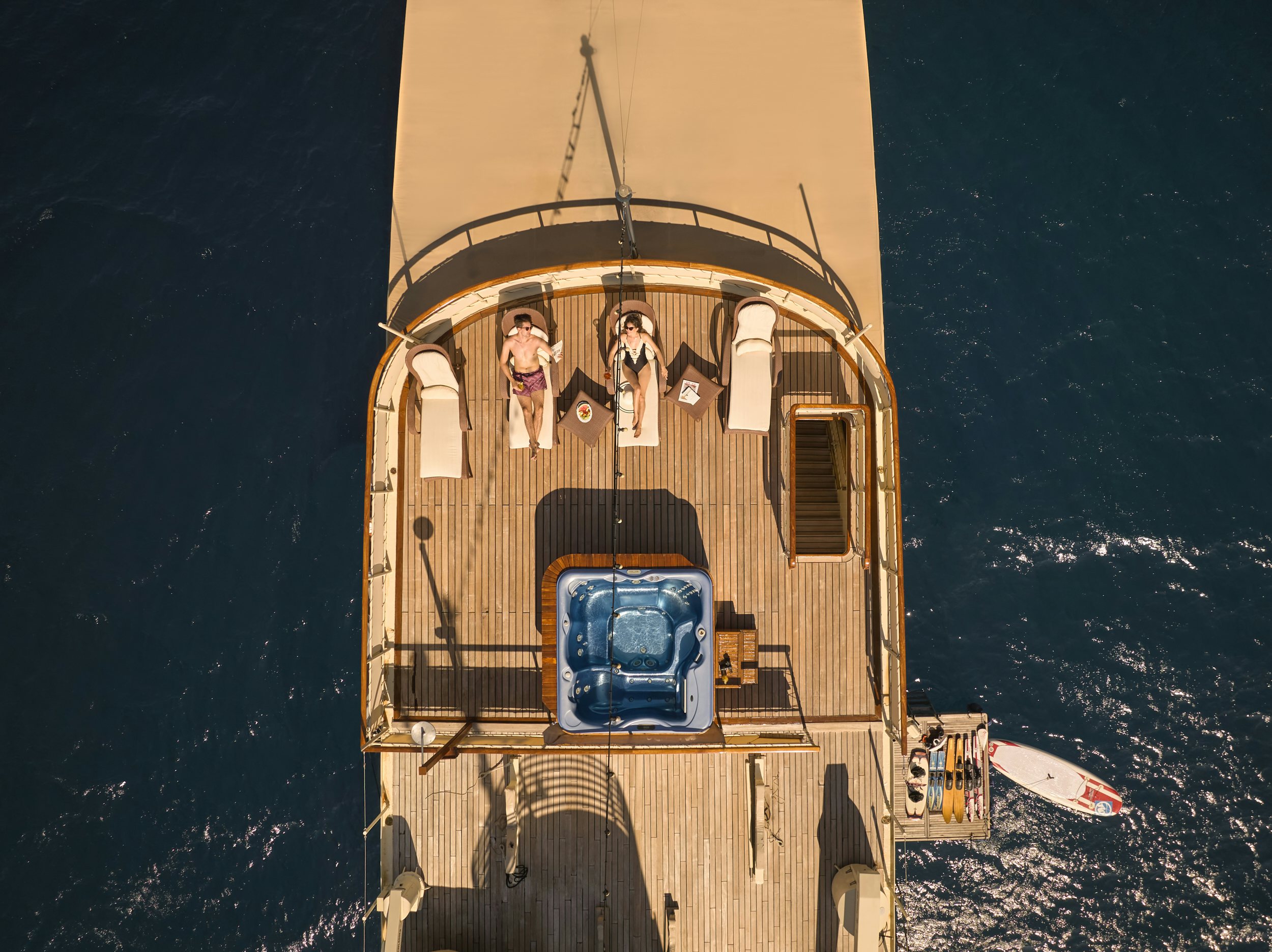 a space shuttle with people on the top aboard SEAGULL II Yacht for Charter