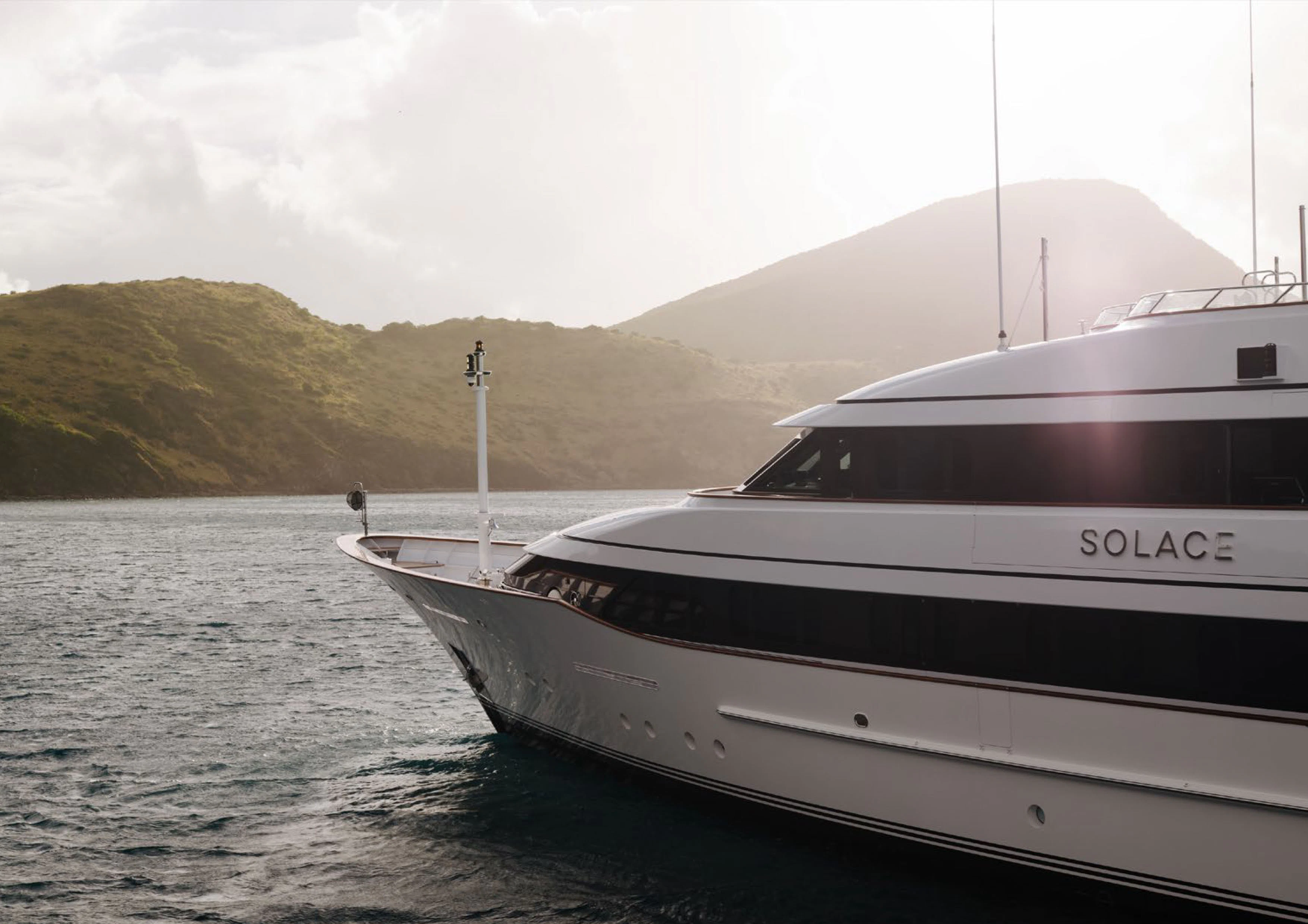 a boat in the water aboard SOLACE Yacht for Charter
