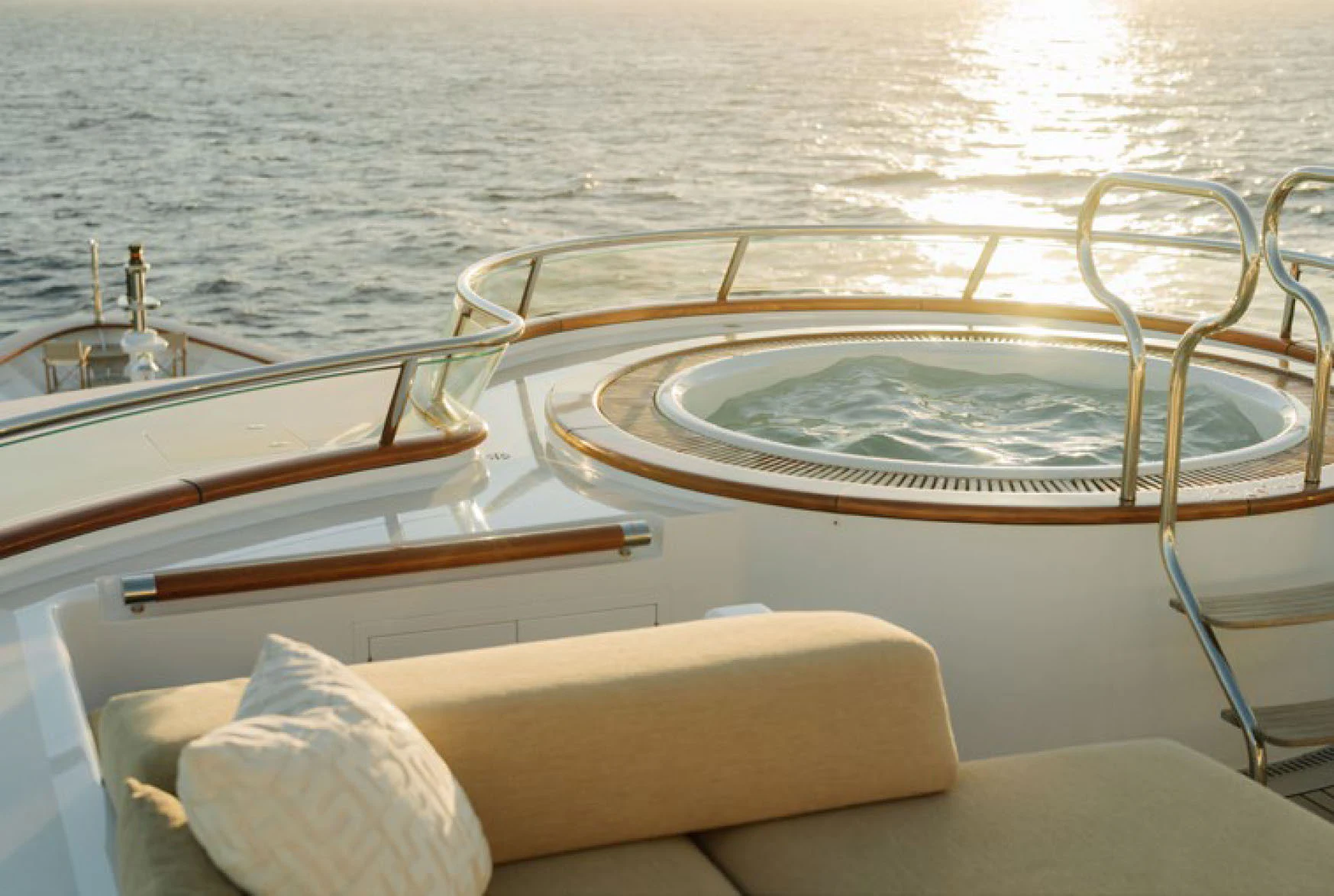 a boat on the water aboard SOLACE Yacht for Charter