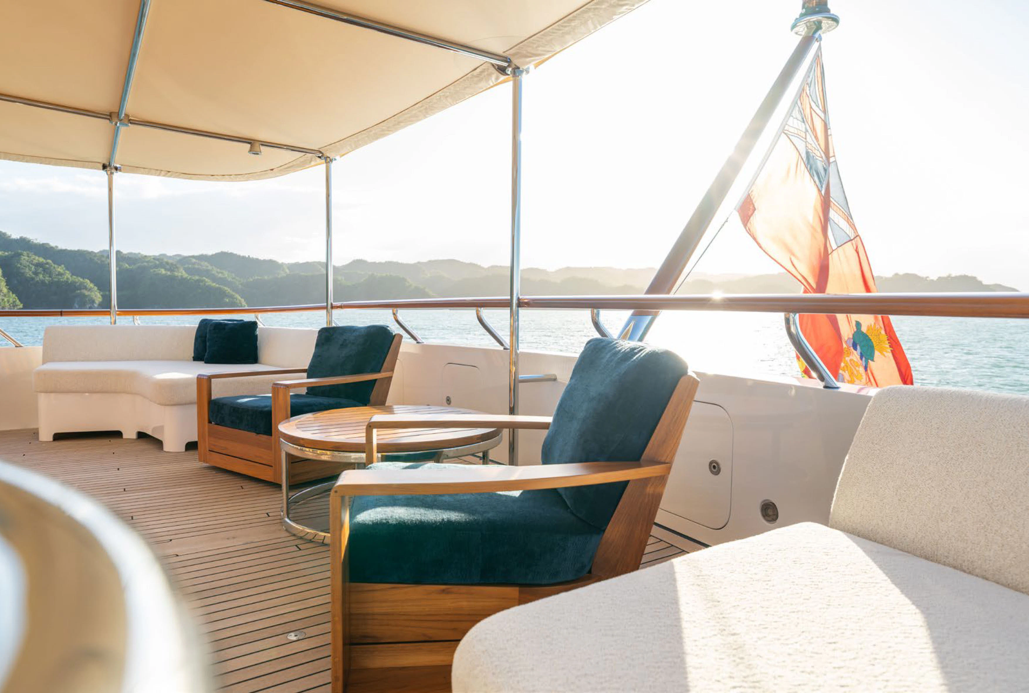 a boat on the water aboard SOLACE Yacht for Charter