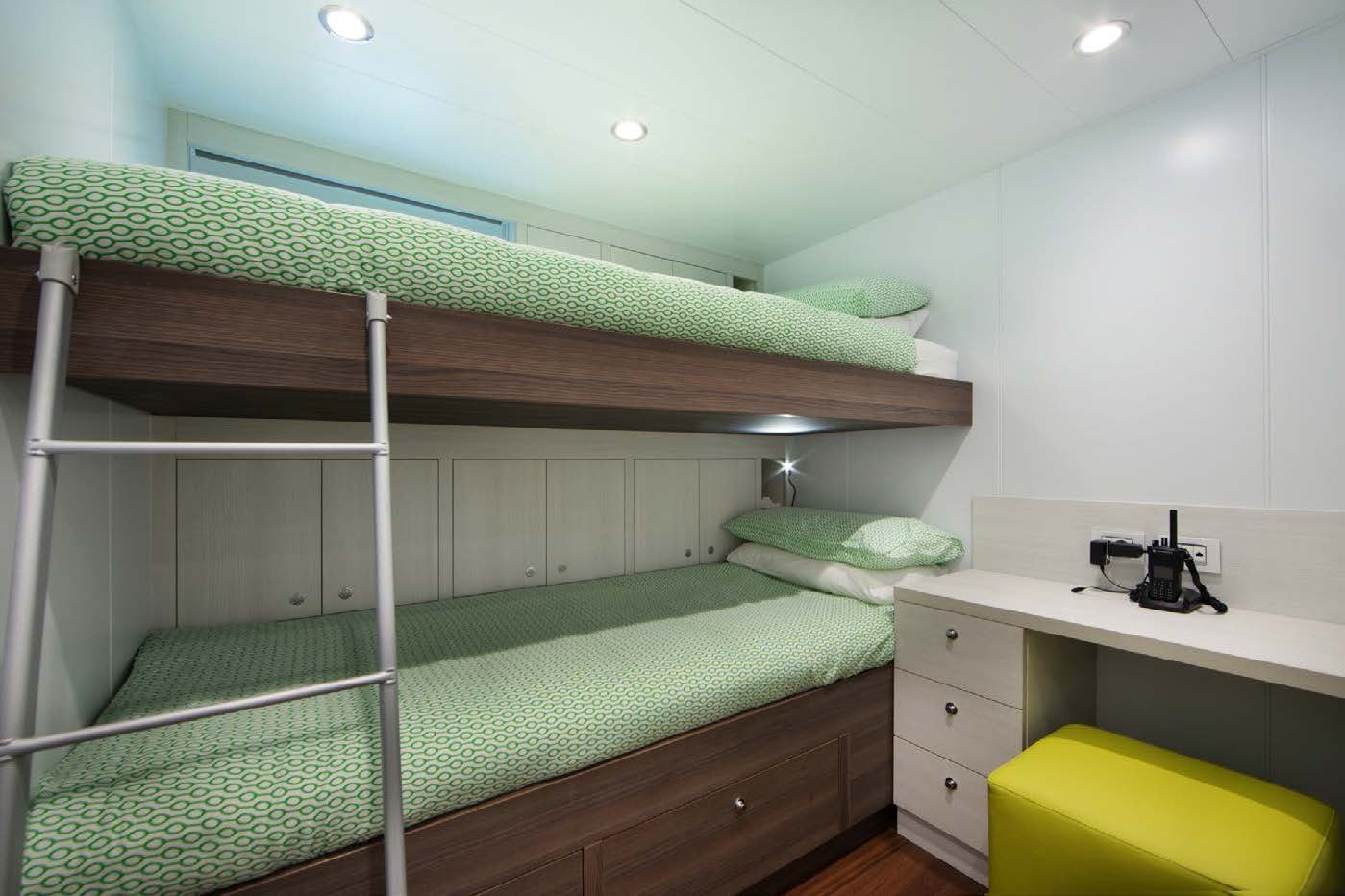 a bunk bed in a room aboard PLANET NINE Yacht for Sale
