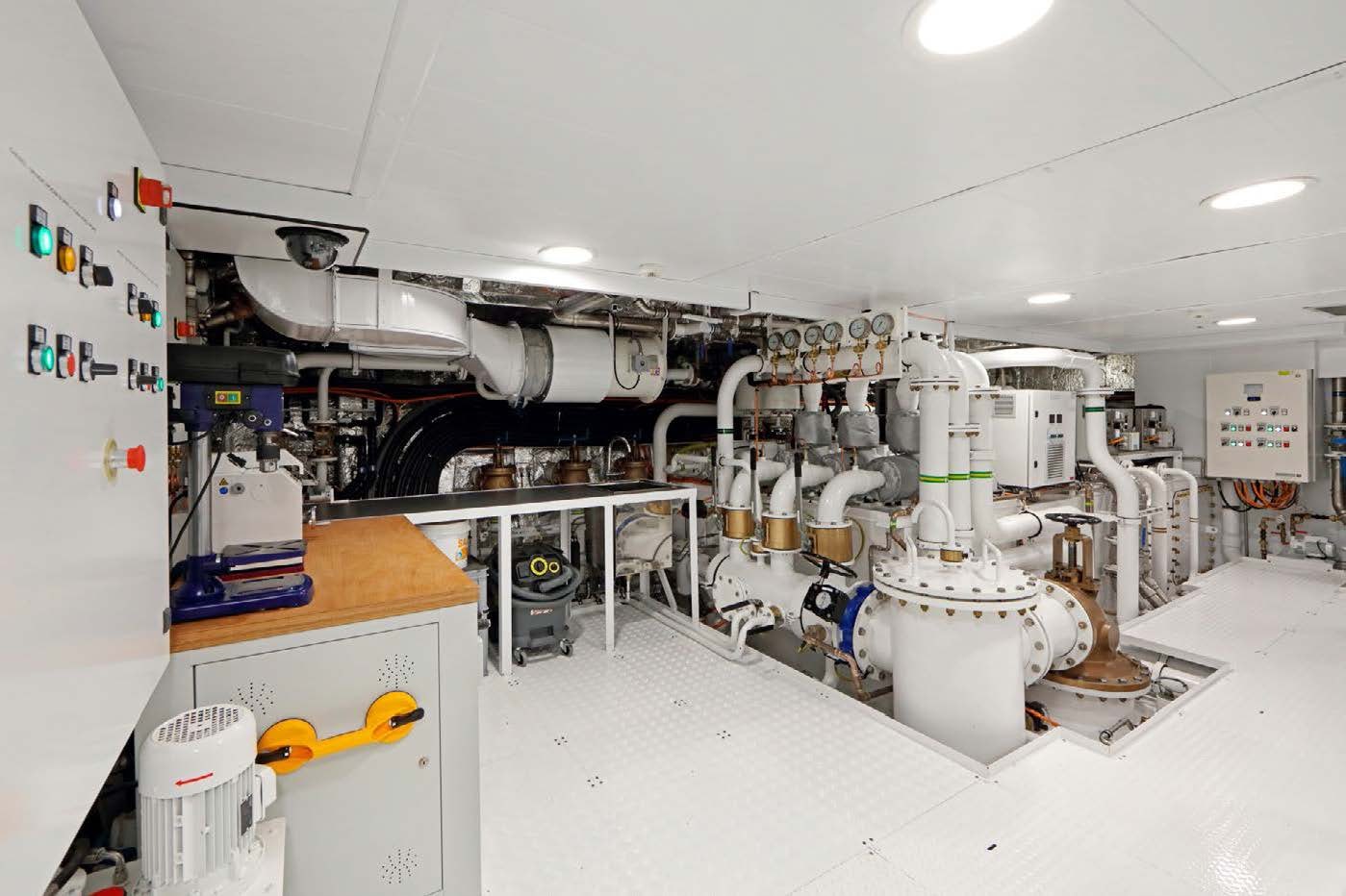 a large room with machinery aboard PLANET NINE Yacht for Sale