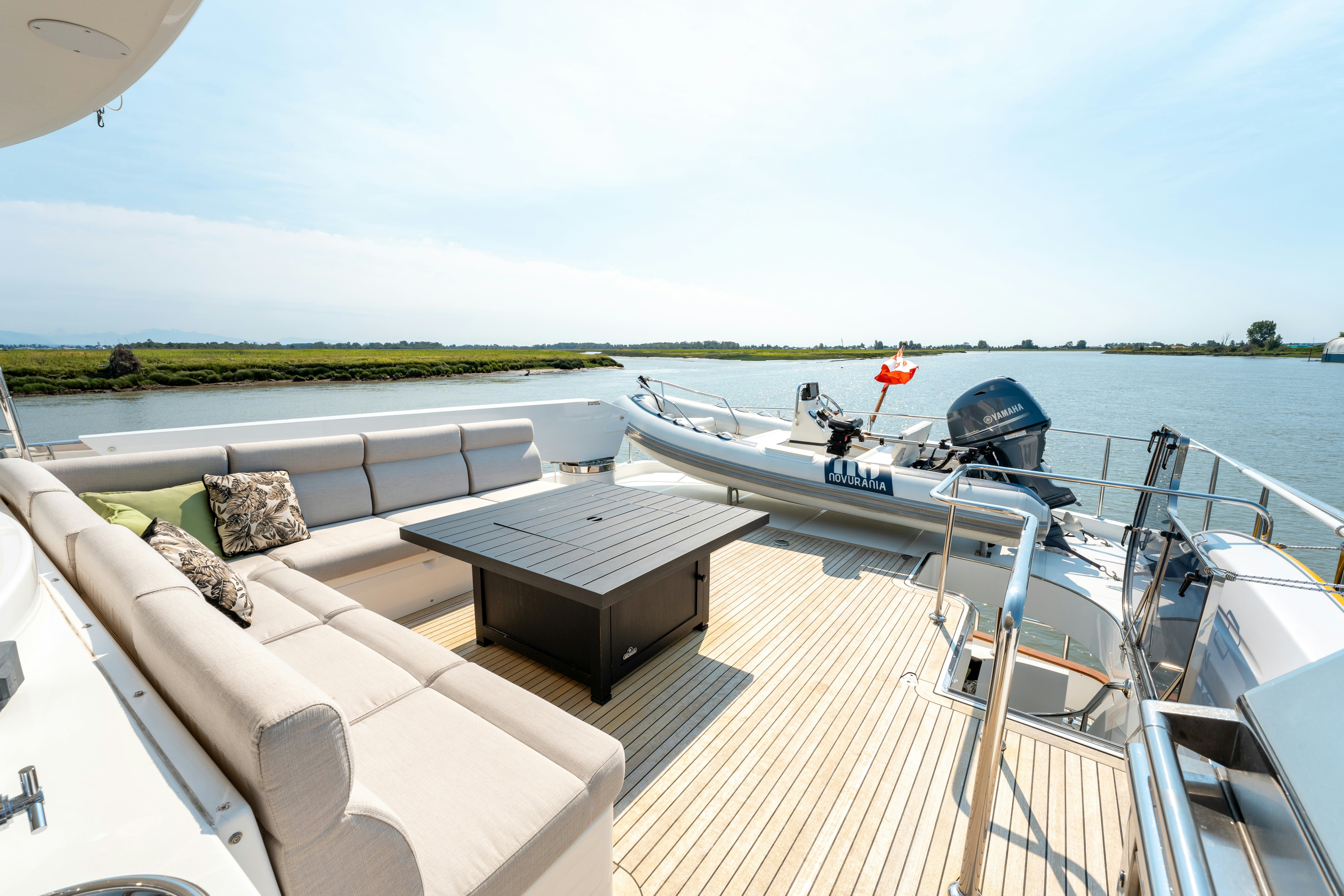a boat on a deck aboard MEMORY BANK Yacht for Sale