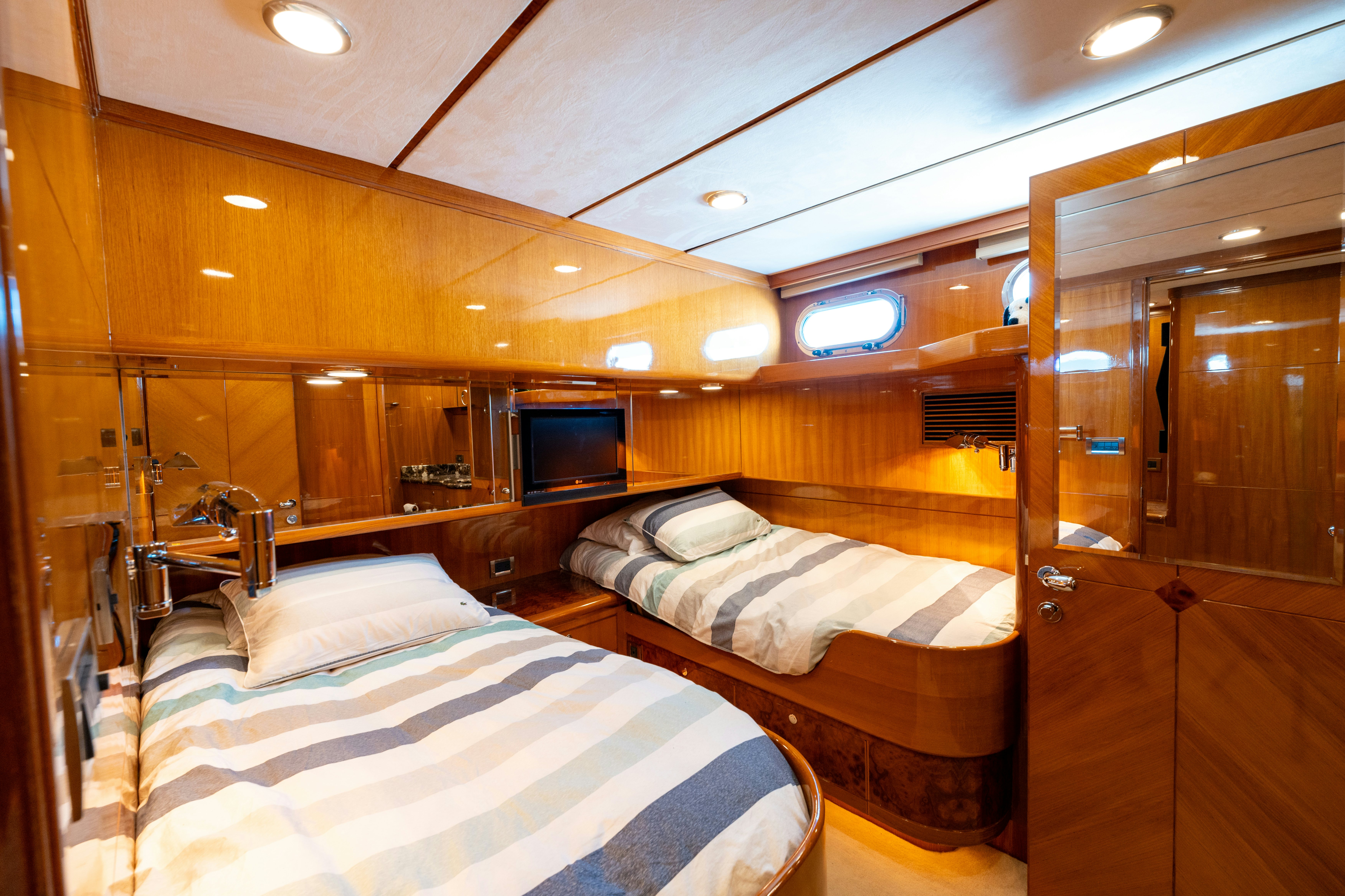 a room with bunk beds aboard MEMORY BANK Yacht for Sale