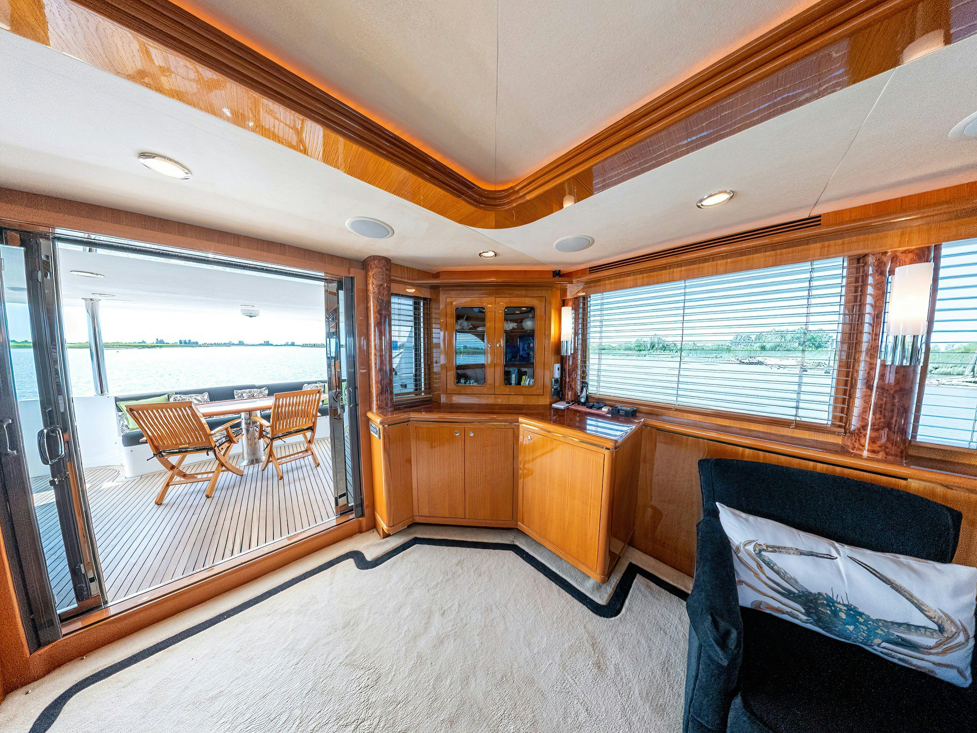 a large room with a large window aboard MEMORY BANK Yacht for Sale