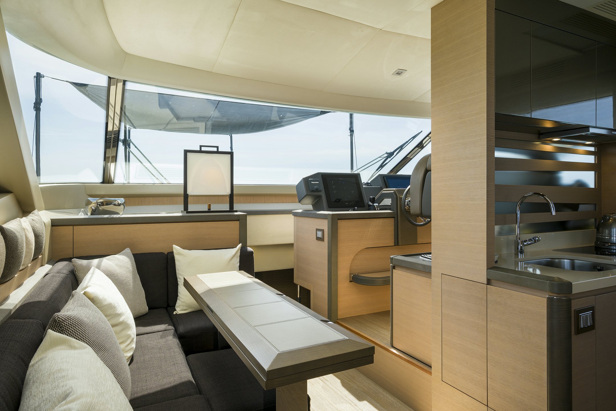 a room with a couch and a table aboard CRAZY DIAMOND Yacht for Sale