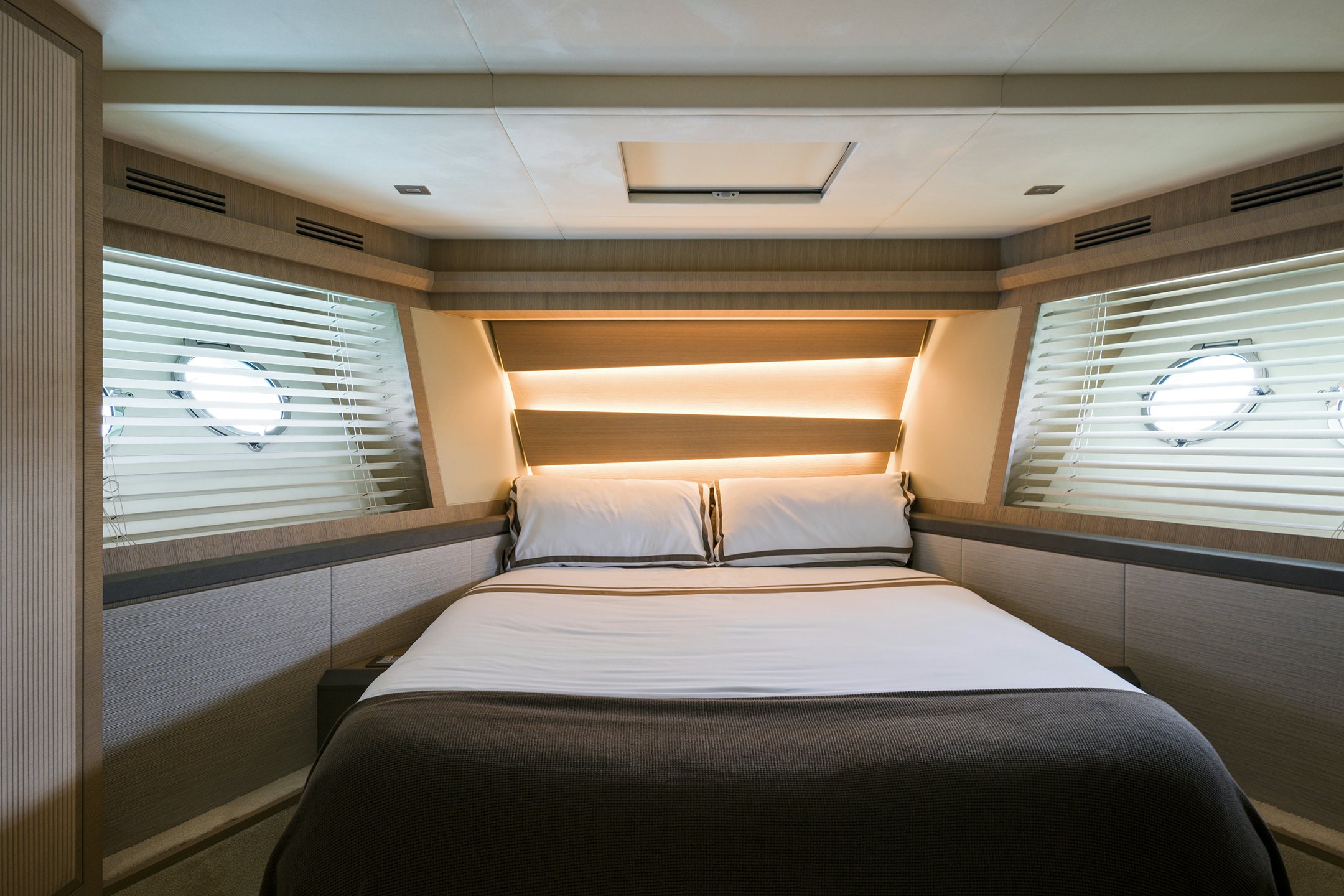 a bed in a room aboard CRAZY DIAMOND Yacht for Sale