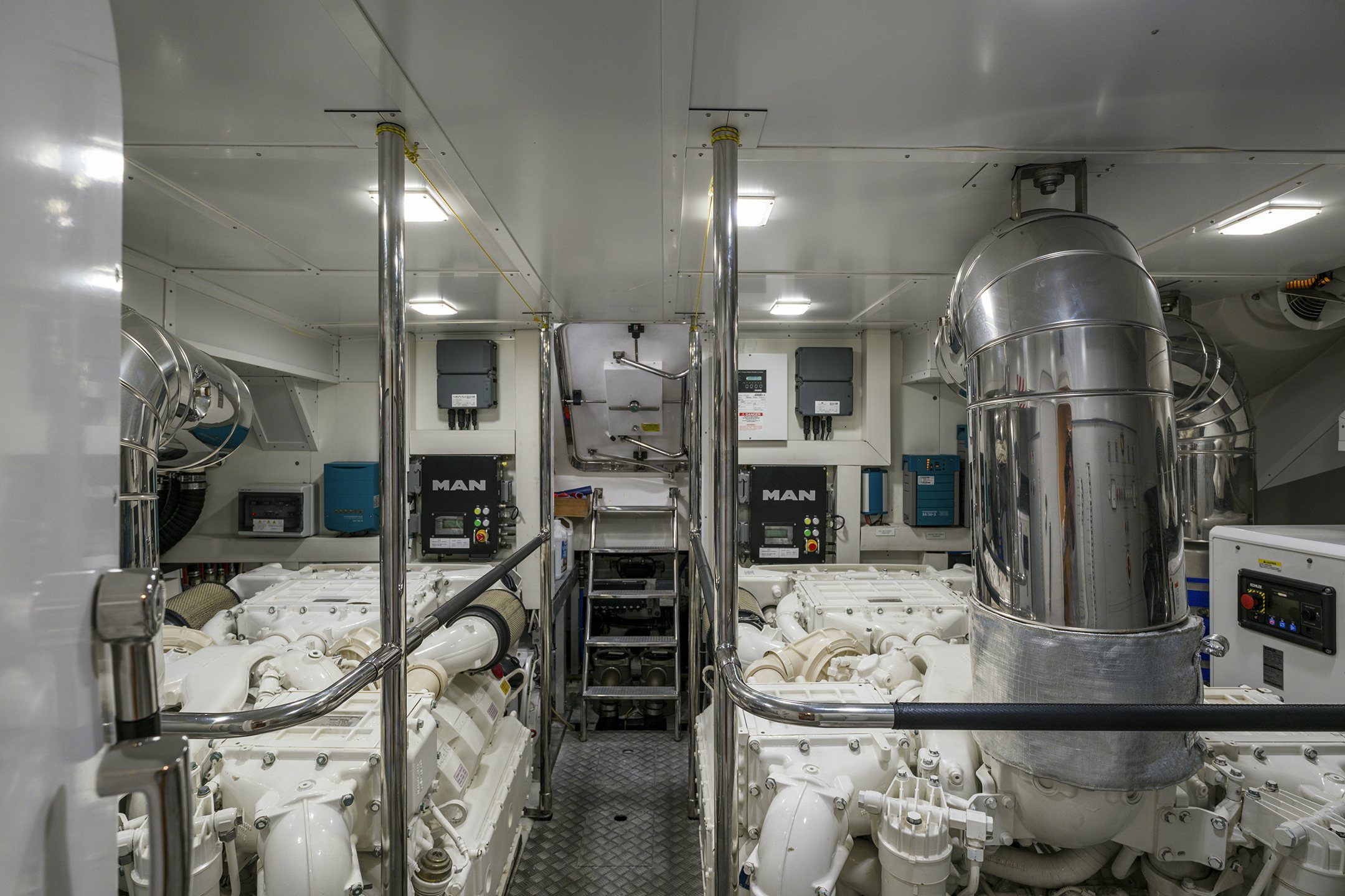 a large industrial machine aboard CRAZY DIAMOND Yacht for Sale
