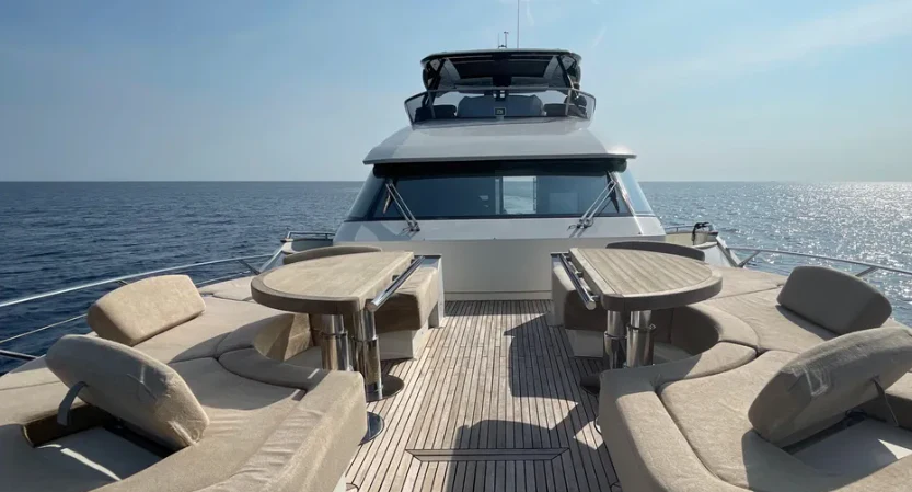 a boat on a deck aboard CRAZY DIAMOND Yacht for Sale