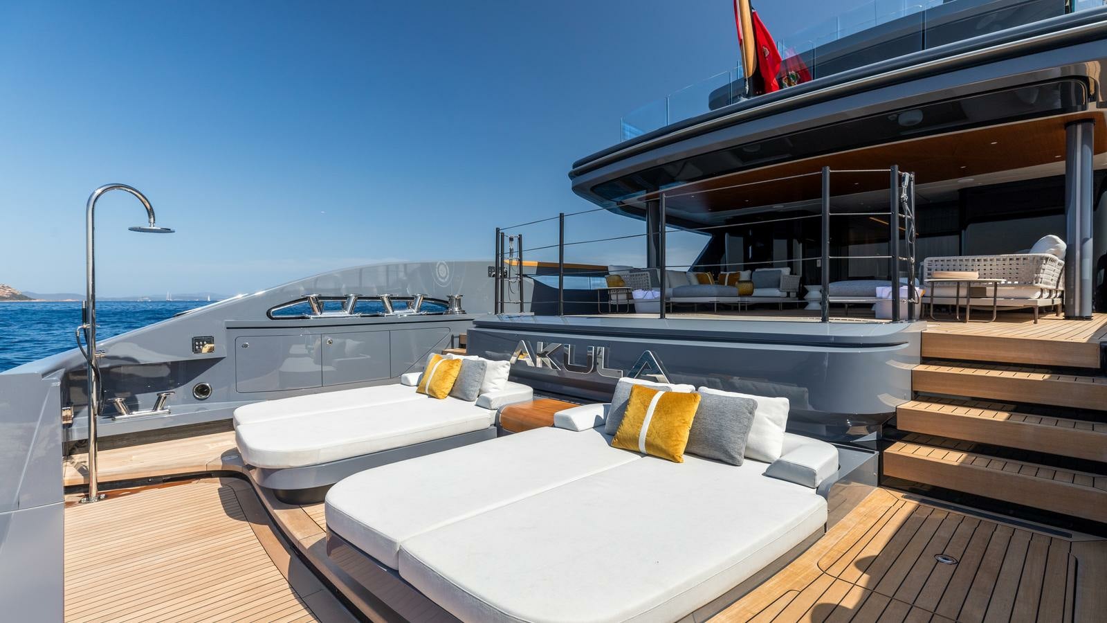 a boat on the water aboard AKULA Yacht for Charter