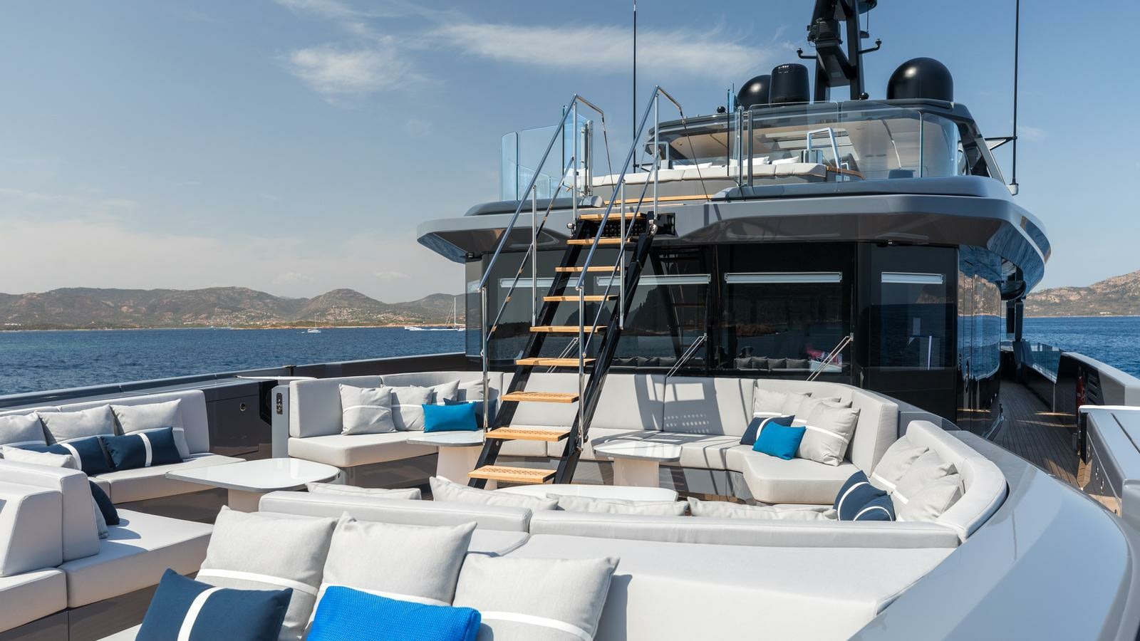 a boat on a deck aboard AKULA Yacht for Charter