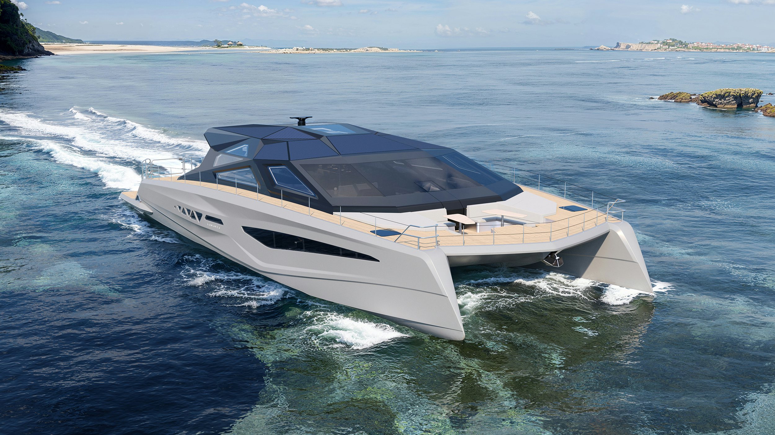 a white boat on the water aboard LANIAKEA Yacht for Sale