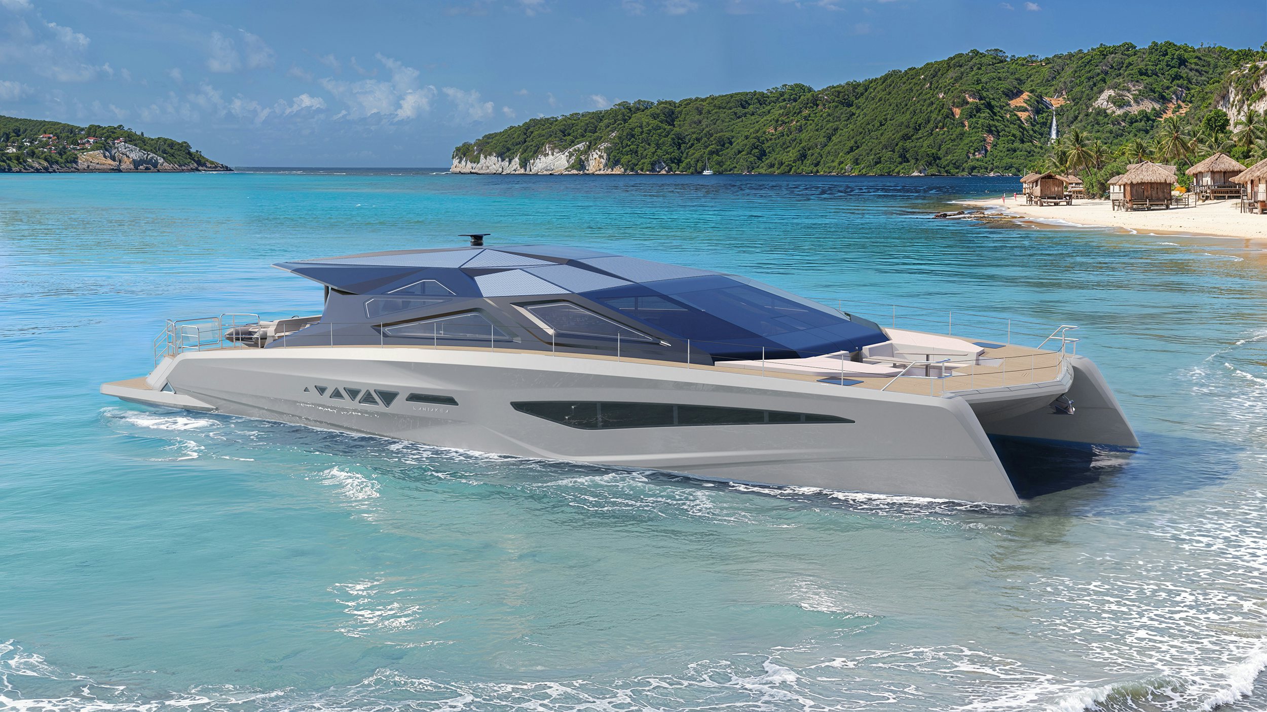 a white boat in the water aboard LANIAKEA Yacht for Sale