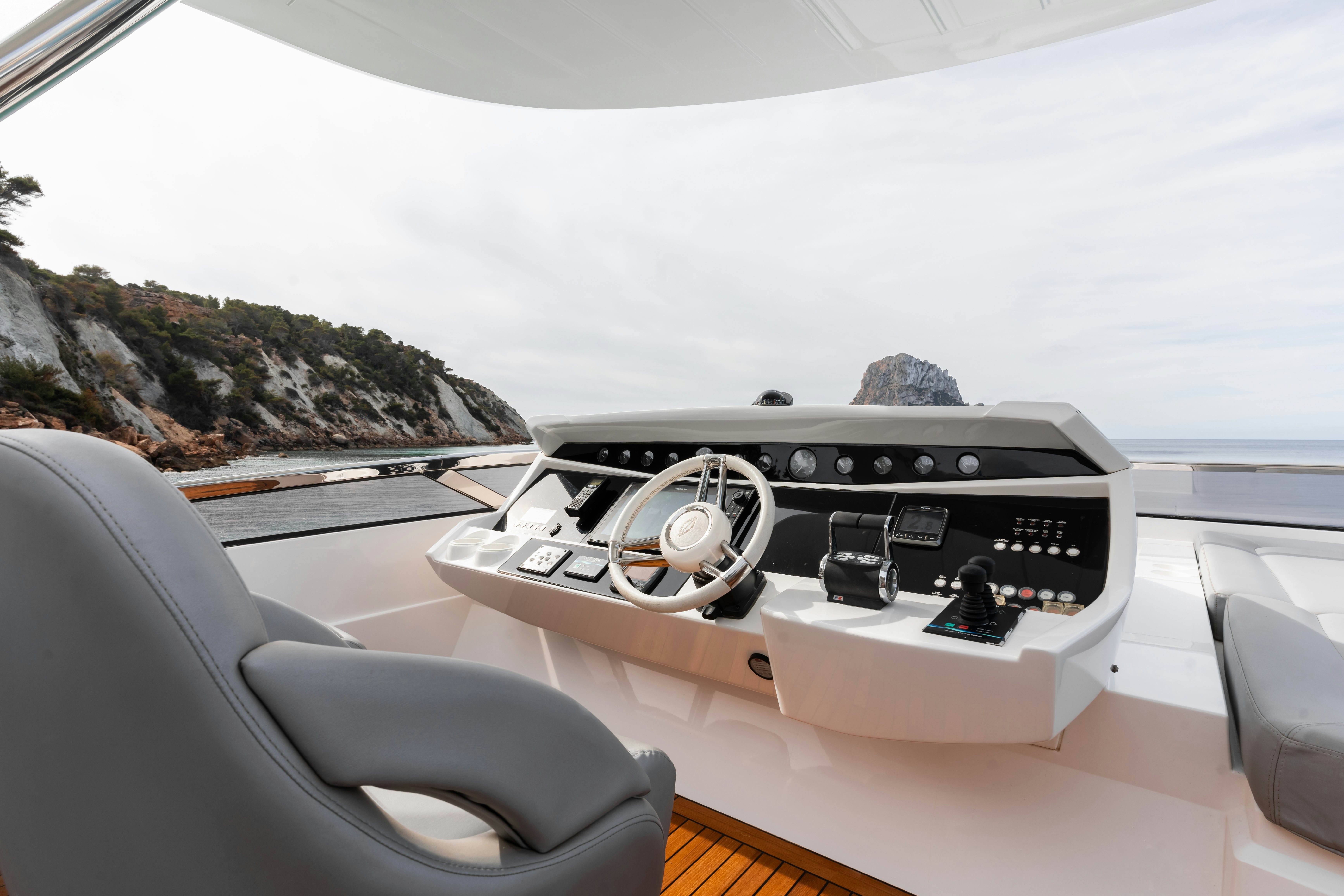 a dashboard of a car aboard PLAY THE GAME Yacht for Sale