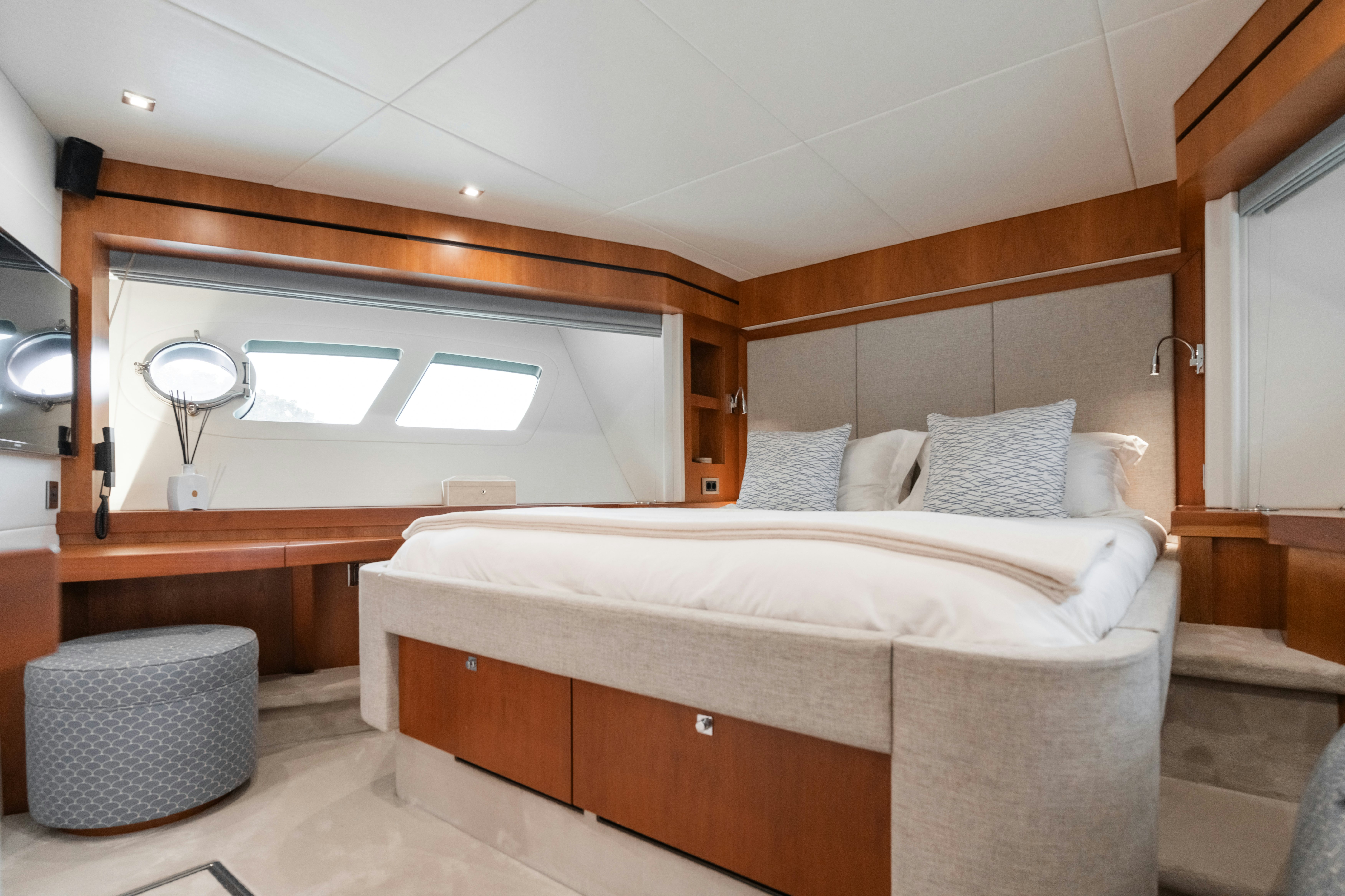 a bed in a room aboard PLAY THE GAME Yacht for Sale