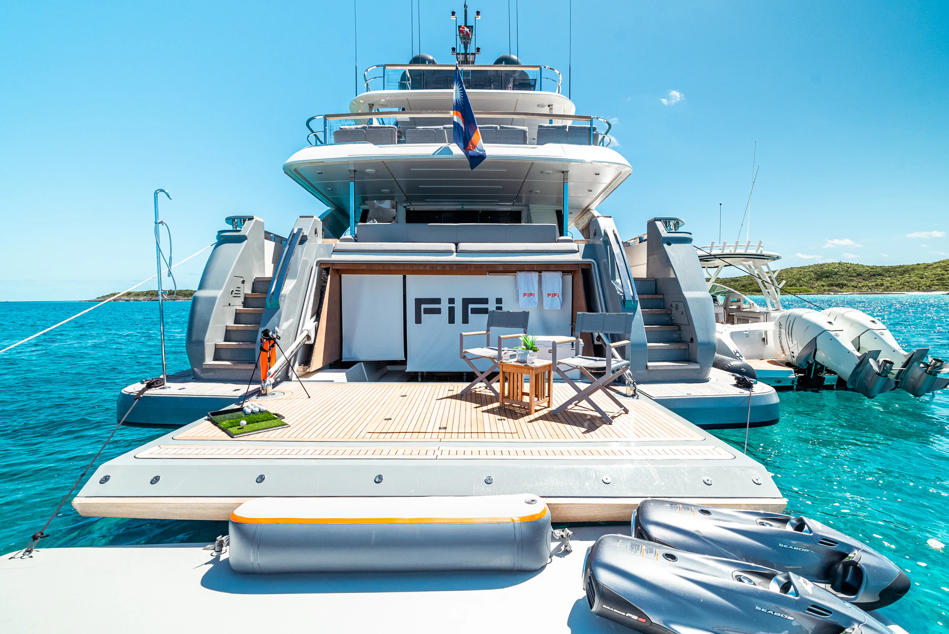 a boat on the water aboard FIFI Yacht for Charter